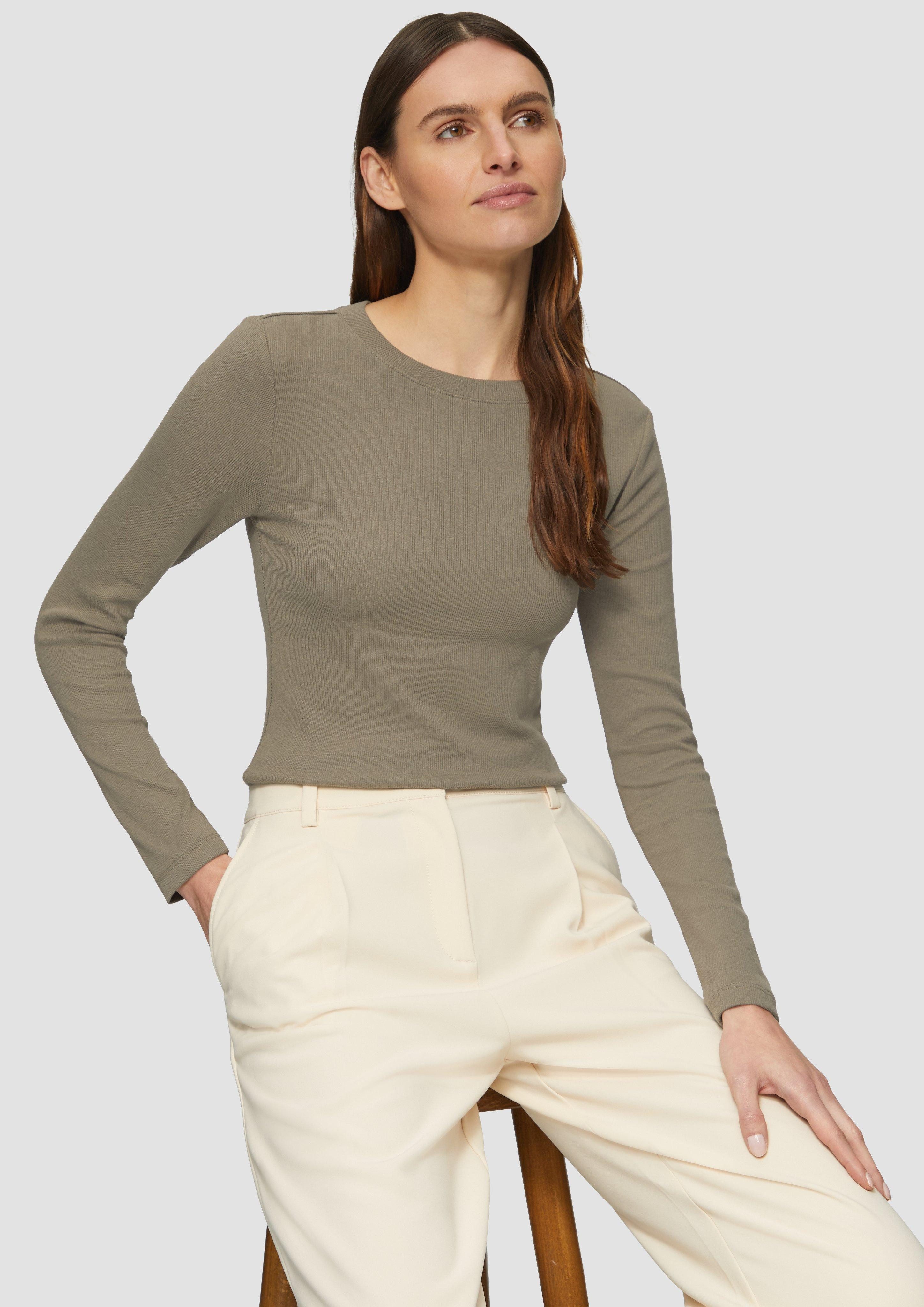 s.Oliver Langarmshirt Geripptes Langarmshirt im Slim günstig online kaufen