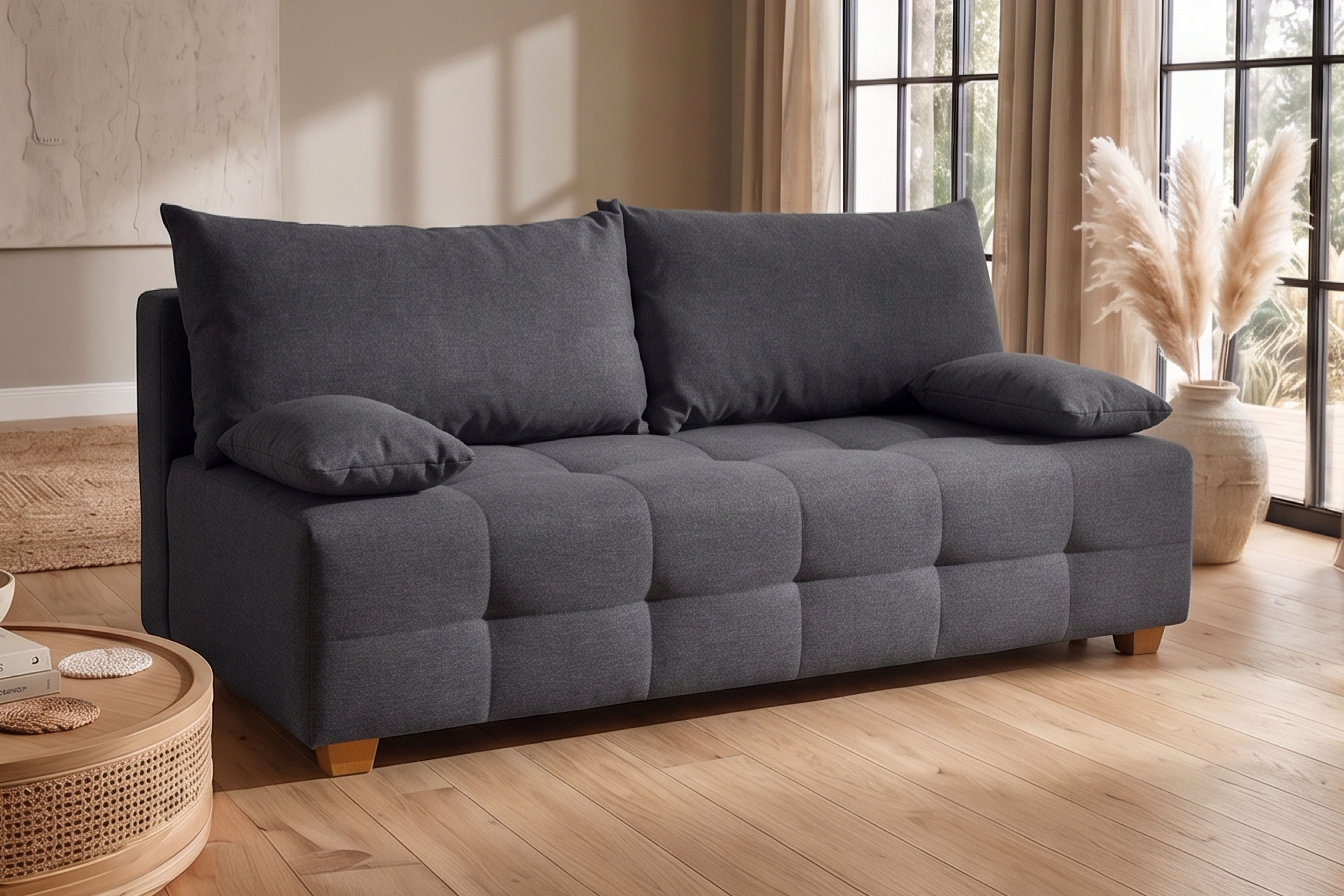 OTTO home Schlafsofa Bella, B: 196 cm, Liegefl. 145x196 cm, Schlaffunktion, Bettkasten & 2 Armlehnenkissen, Federkern