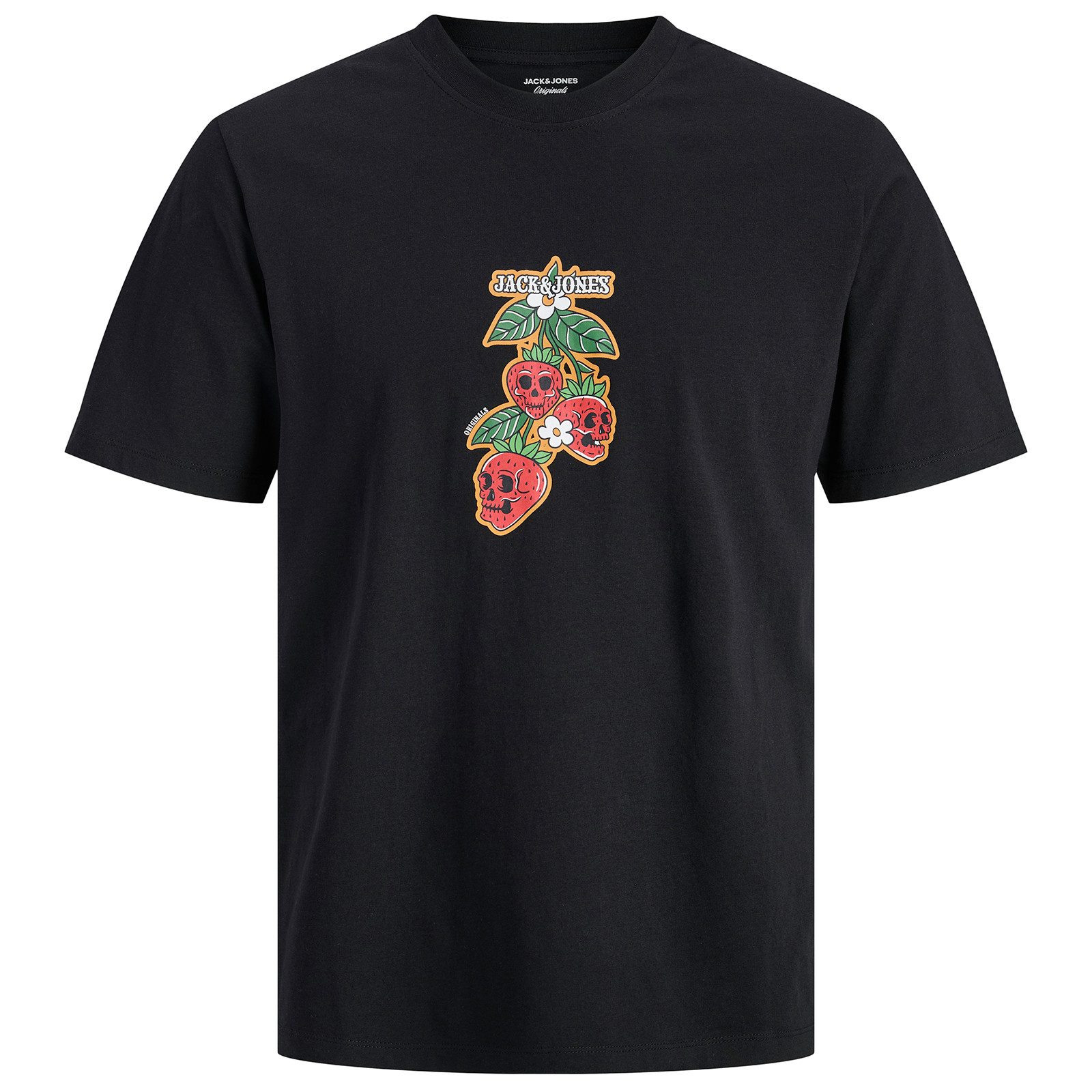 Jack & Jones Rundhalsshirt Jack&Jones XXL T-Shirt schwarz Skull JORCATSKILLS
