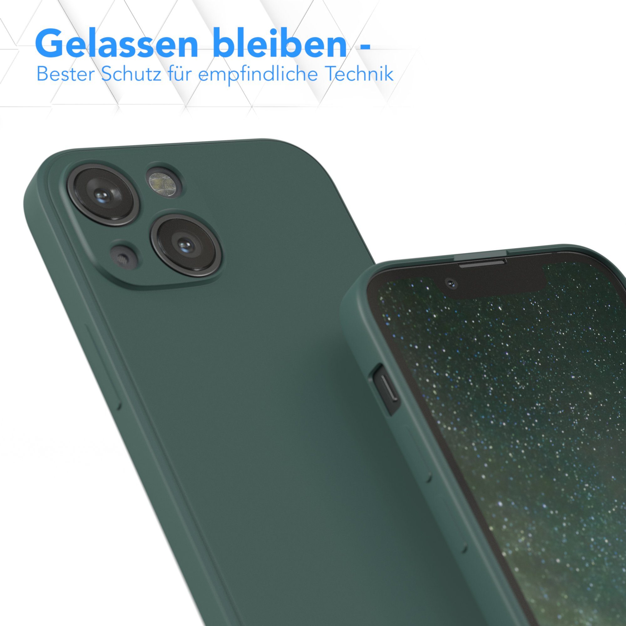 EAZY CASE Handyhülle für Apple iPhone 13 Mini Hülle Silikon 5,4 Zoll, Silikon Schutzhülle mit Kameraschutz kratzfest bumper Grün / Nachtgrün – Bild 4 von 5