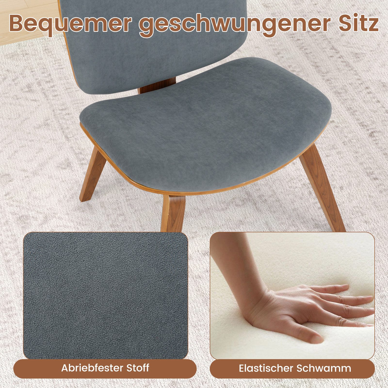 COSTWAY Esszimmerstuhl, gepolstert, Polsterstühle mit Rückenlehne, platzsparend
