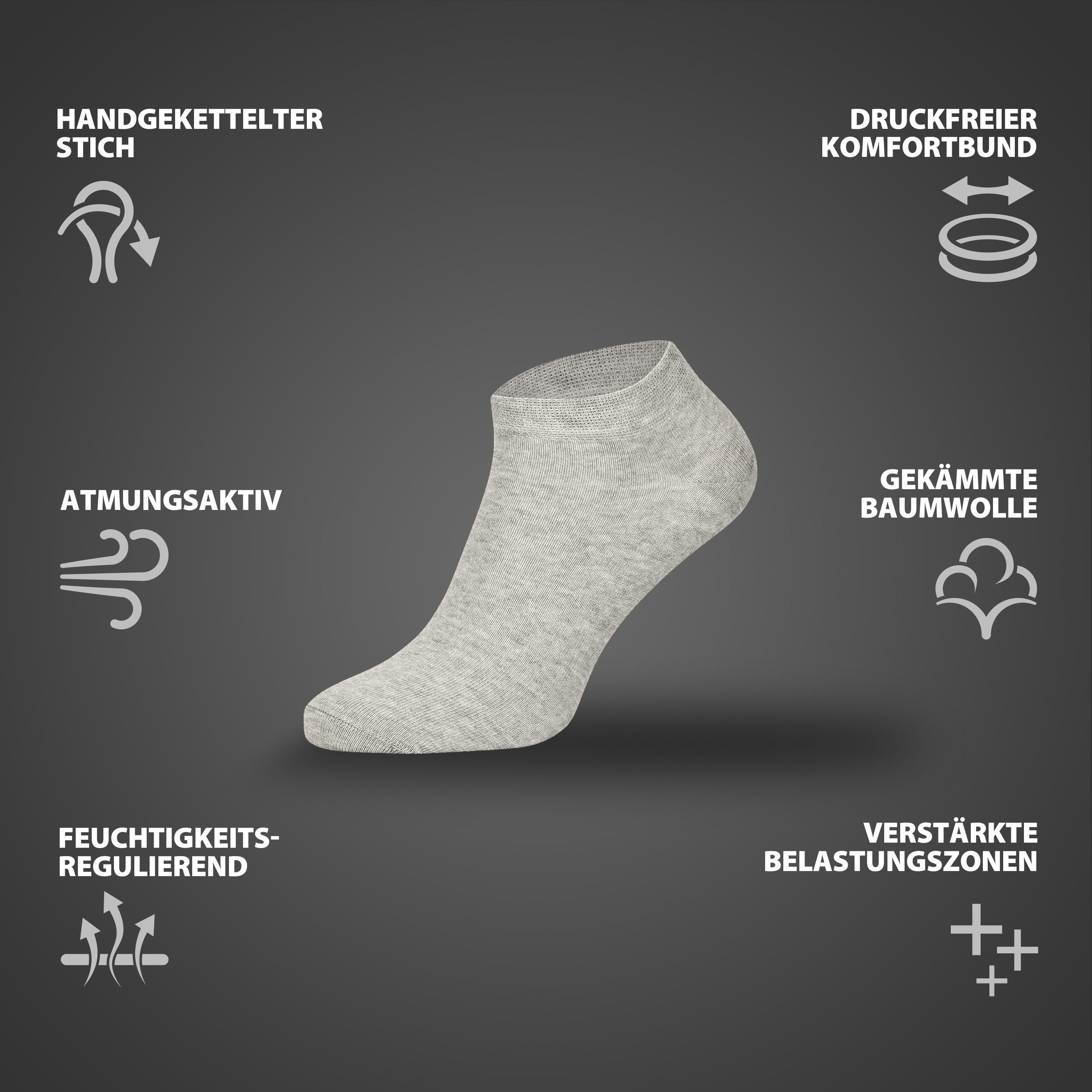 für Herren 10-Paar) Komfortbund Baumwolle Burnell Socken & Grau aus & Son Damen (Beutel, Sneaker Sneakersocken 10x mit