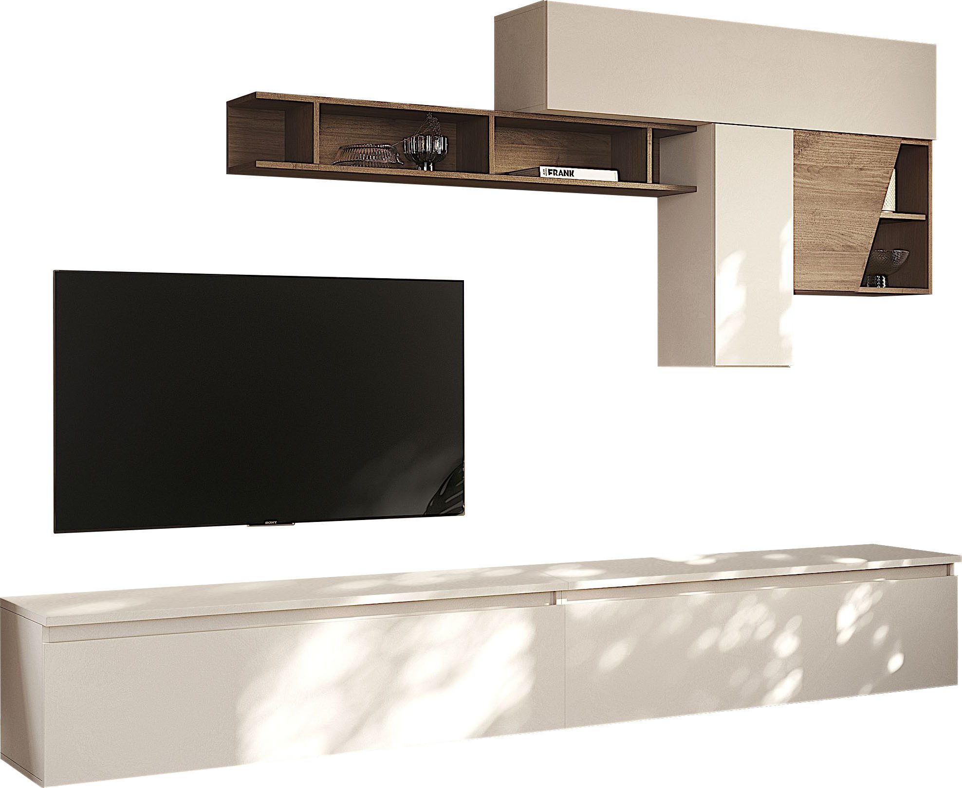 Home affaire Wohnwand Infinity, 6tlg. Breite 276 cm, moderne Mediawand, (6-St), (2x Lowboard, 2x Hängeschrank, Hängewürfel, Wandregal)