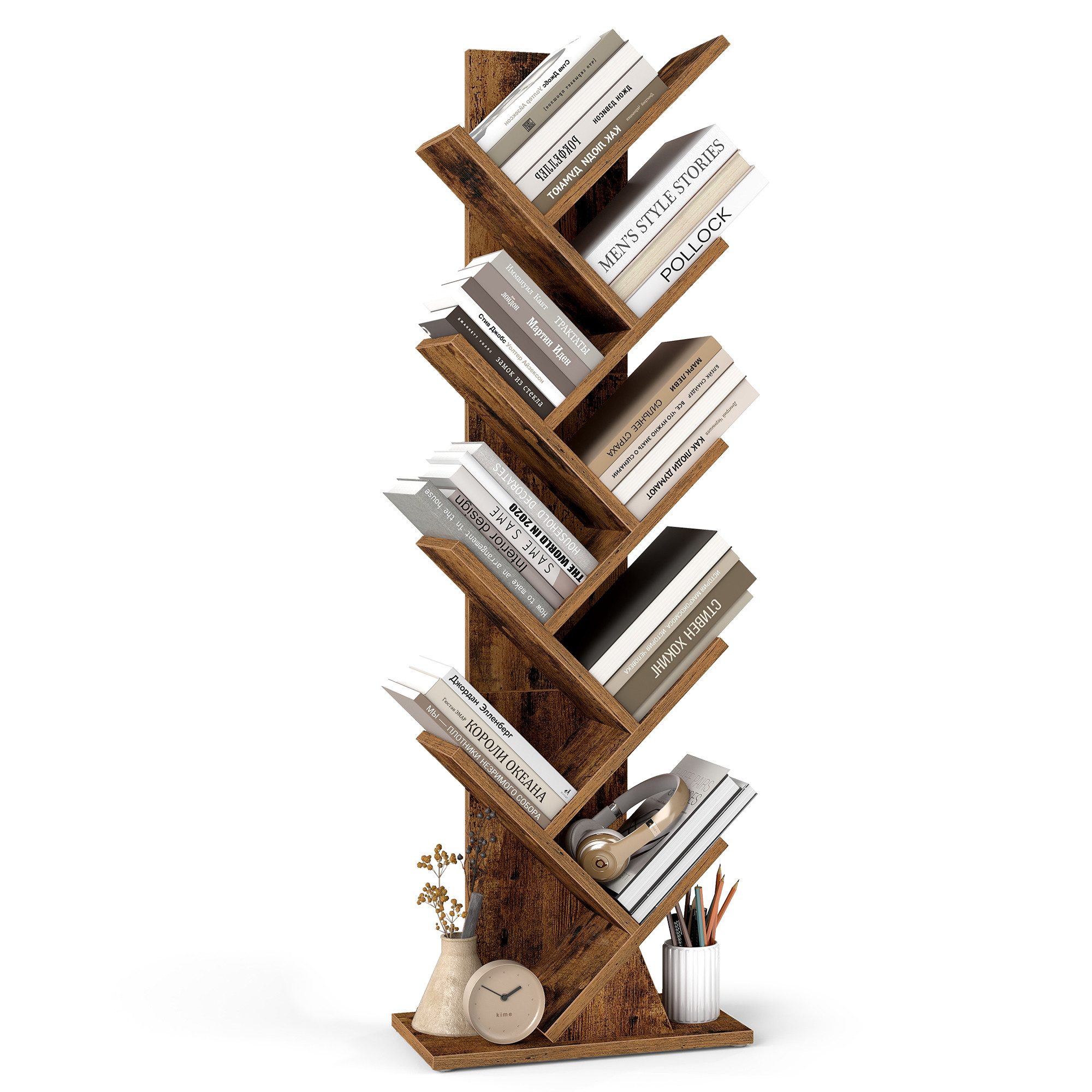 VASAGLE Bücherregal, Baumform, Standregal 9 Ebenen, Eckregal günstig online kaufen