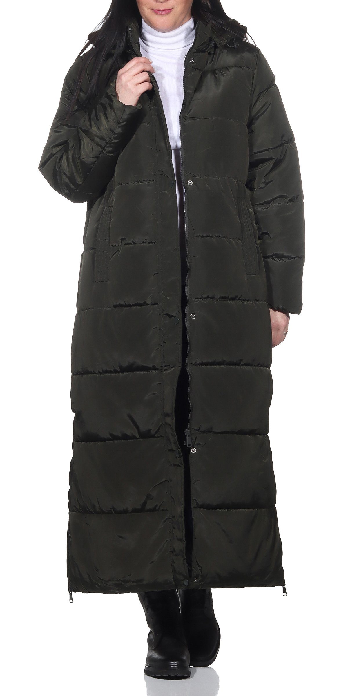 Aurela Damenmode Steppmantel Longmantel gefütterter Damen Wintermantel Tedd günstig online kaufen