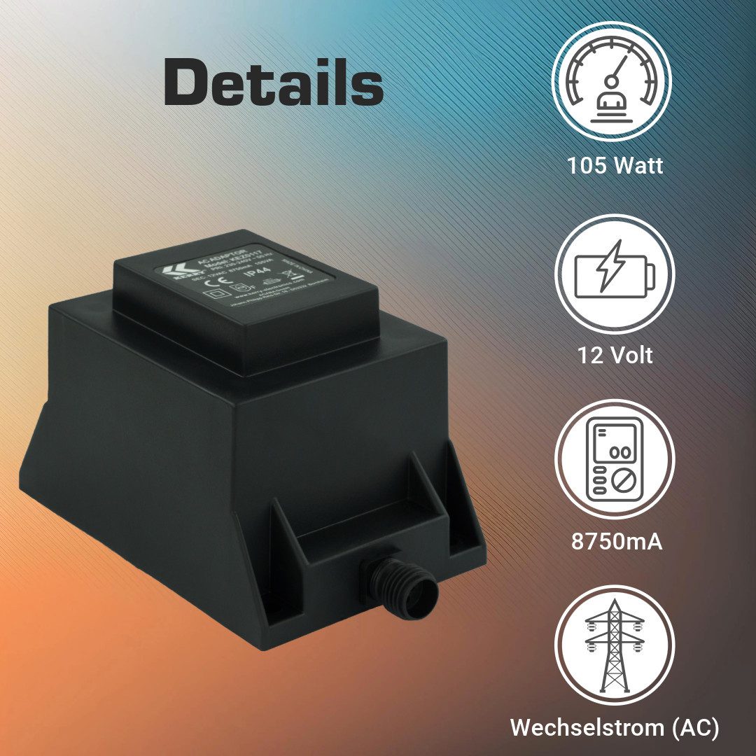 KERRY 12V 105VA /105W Trafo/Transformator AC/AC IP44 kez0117 LED Beleuchtung LED Trafo