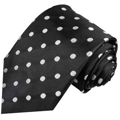 Paul Malone Krawatte Designer Seidenkrawatte Herren Schlips modern gepunktet 100% Seide Breit (8cm), schwarz silber 976