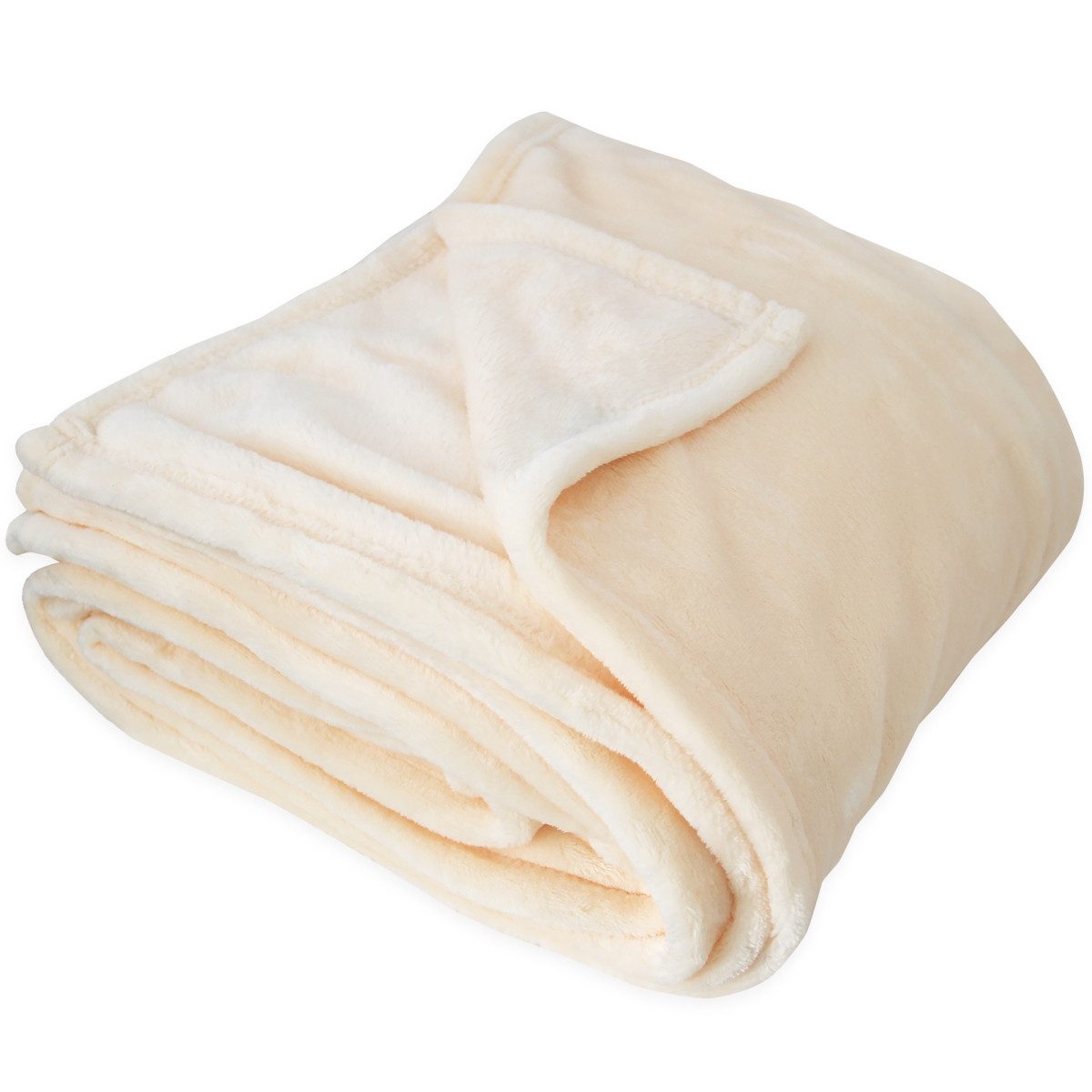 Wohndecke, Heubergshop, Kuscheldecke Bettüberwurf 200x220cm flauschig Ecru (W-200x220cm)