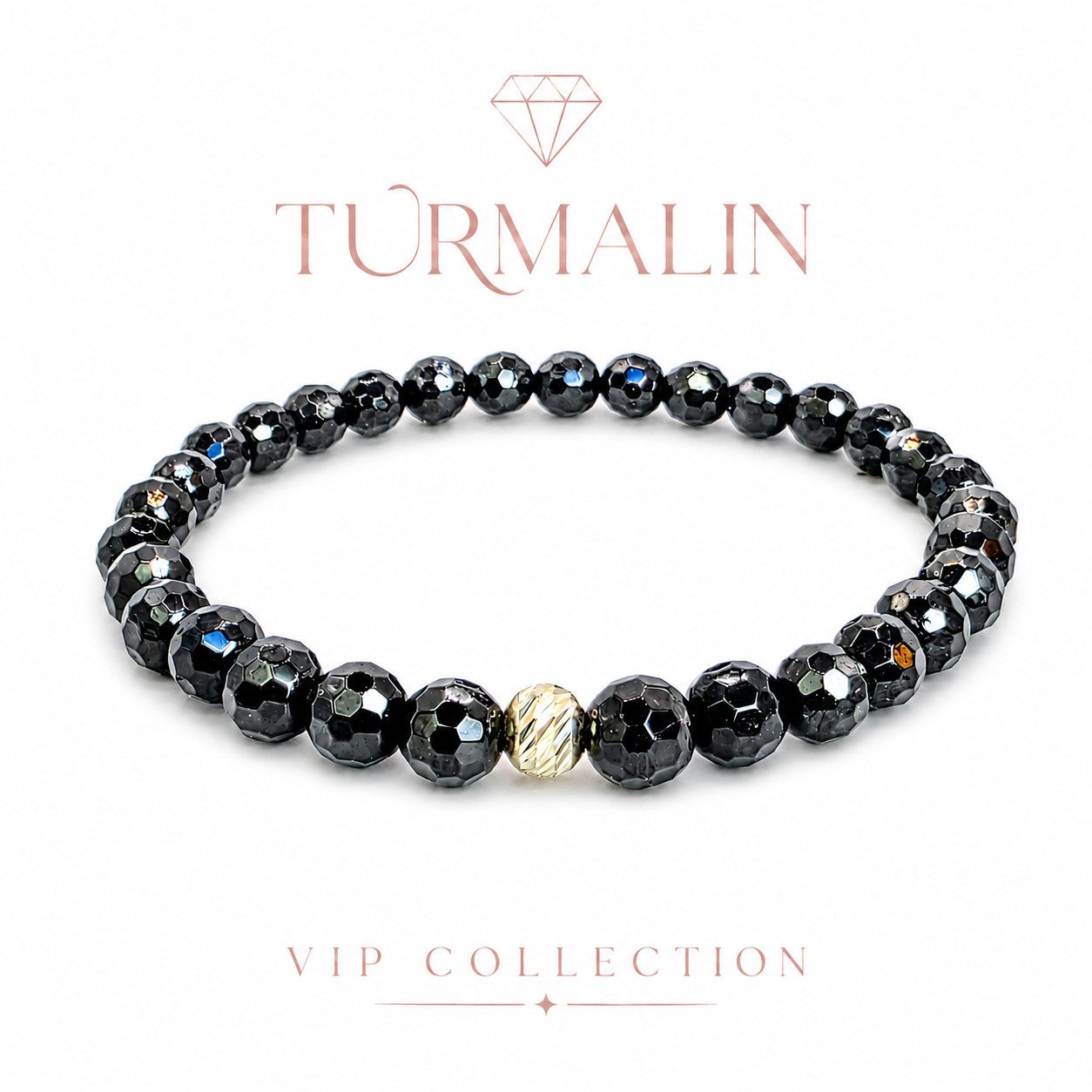 M-Punkt24 Armband Damen Armband 100% Echter Edelstein (TURMALIN, 6mm, Natur, 925 Echt-Silber-Verschluss), Gummizug, inkl. Etui, SONDERPREIS wegen Produkt-Neuheit