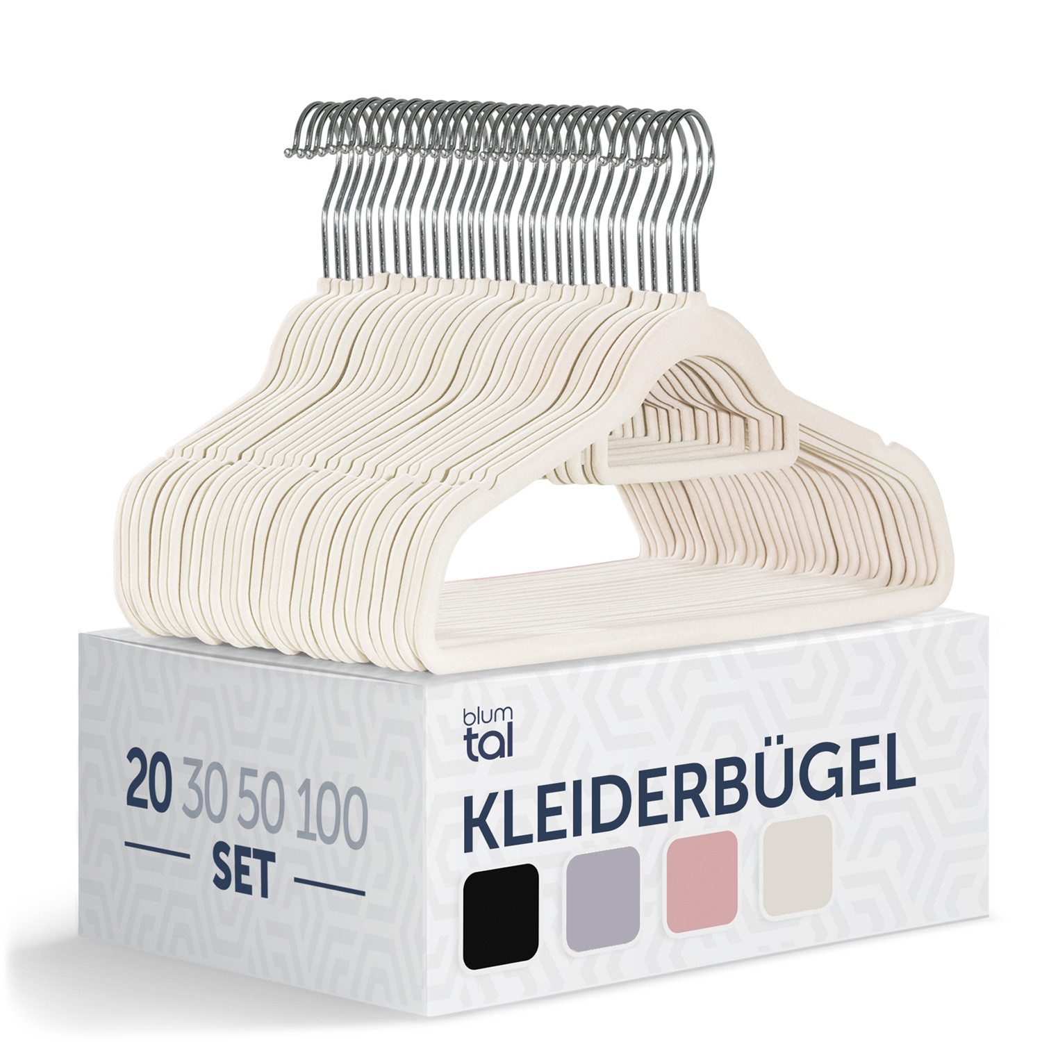 Blumtal Kleiderbügel Rutschfest - Samtoptik - Platzsparend, (20-tlg), Premium inkl. Krawattenhalter, 360° drehbar, Anti-Rutsch Bügel