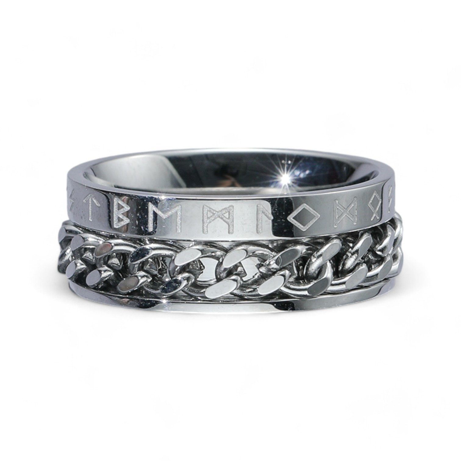 Eyecatcher Fingerring Fidget Spinner Ring. Kette-Runen Anti Stress Ring, Fidget Spinner Ring, Drehbarer Ring