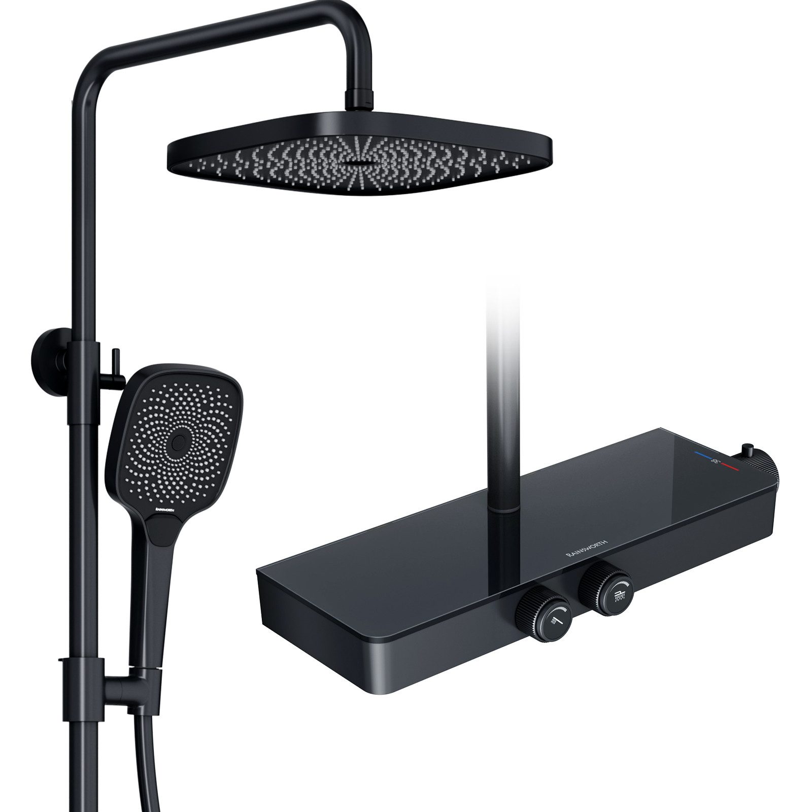 Rainsworth Duschsystem mit Thermostat und Glasablage, 3 Strahlart(en), 26x2 günstig online kaufen