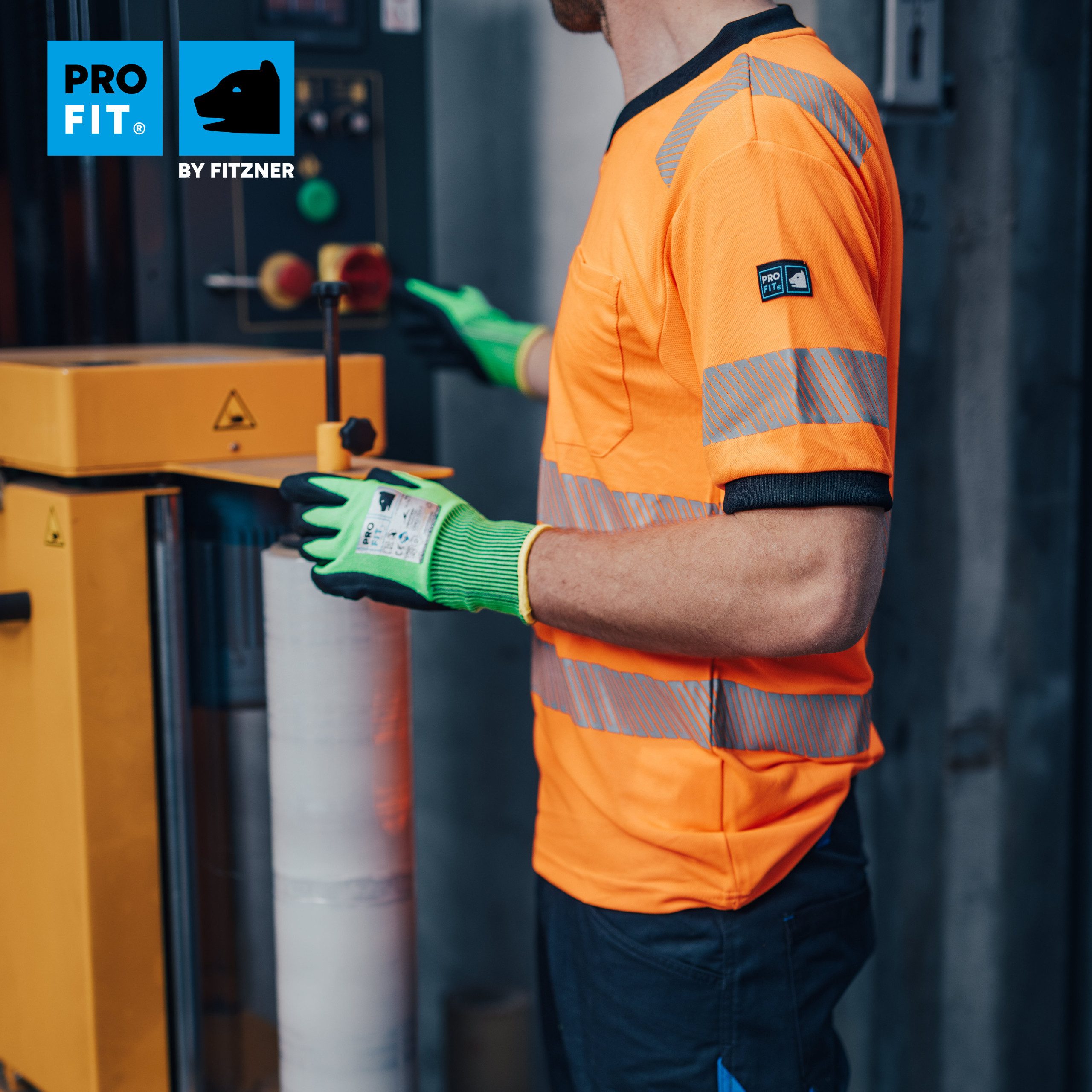 PRO FIT by Fitzner Nitril-Handschuhe Schnittschutzhandschuh Level D, Arbeitshandschuhe mit HPPE Glasfaser (12, Paar) Daumenbeugenverstärkung