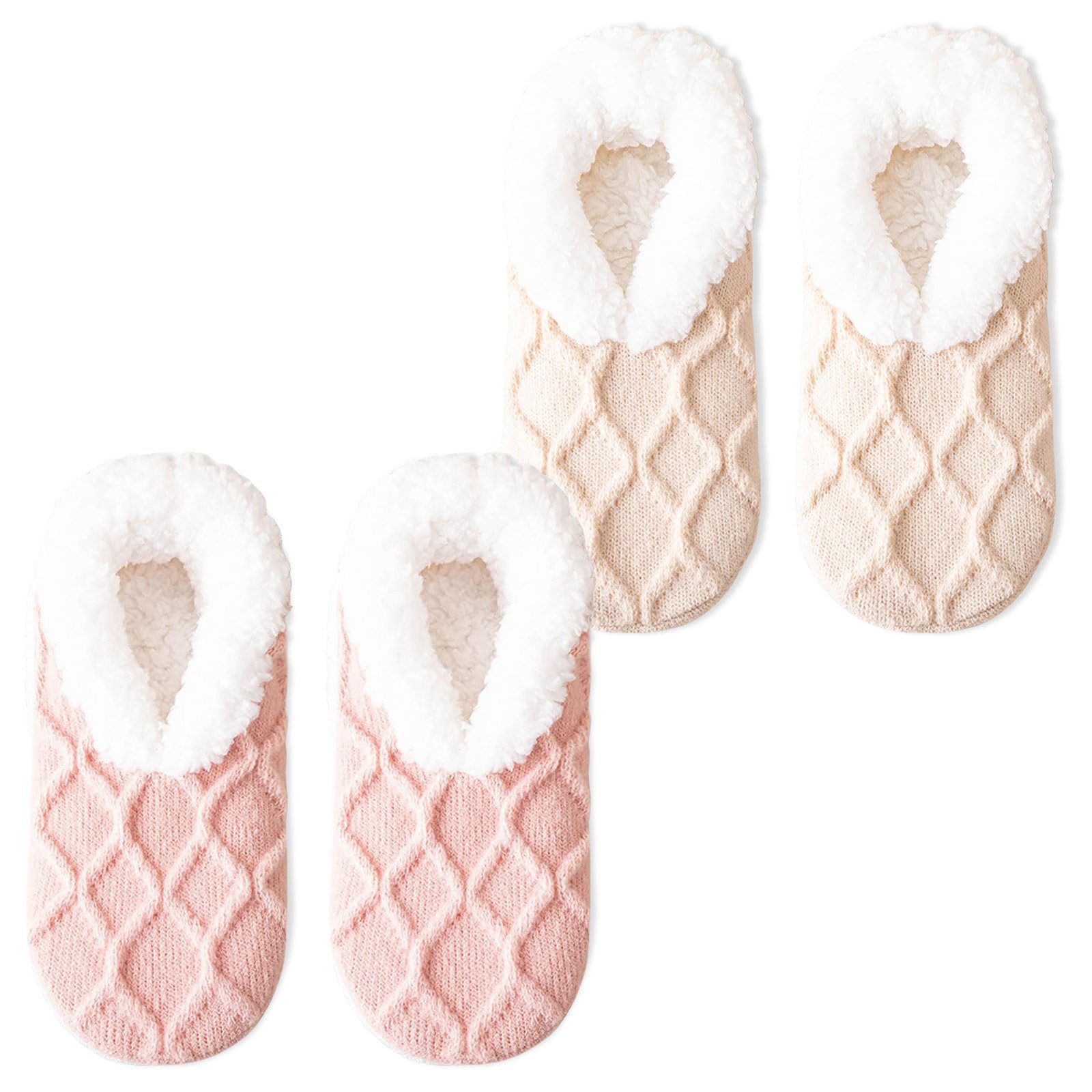 Coonoor Haussocken Kuschelsocken Herren & Damen Flauschig Hüttensocken rutschfest (2-Paar) Weiche Warme Winter Hüttensocken Haussocken