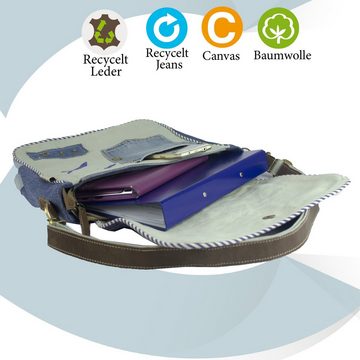 Sunsa Messenger Bag Maritim Tasche. Umhängetasche aus recycelte Jeans und Beige Canvas. Crossbody Bag für Meerliebhaber, Aus recycelten Materialien