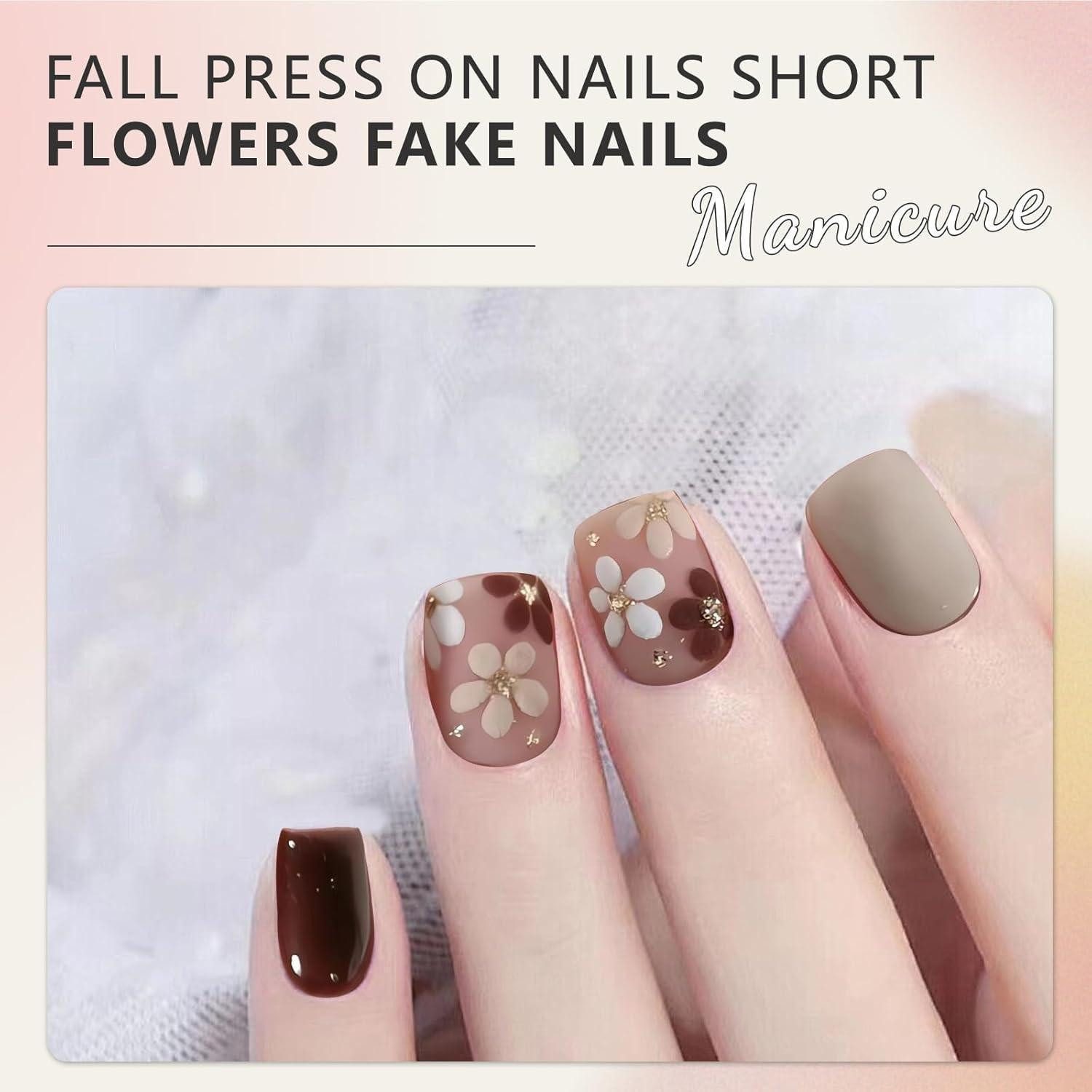 LuxusKollektion Kunstfingernägel Künstliche Nägel mit Blumen in Rosa, 24 Stück, Aufkleben, Mini Feile