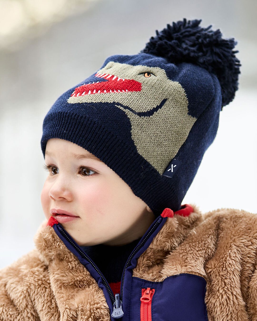MAXIMO Strickmütze KIDS BOY-Mütze Dino Vollfutter (1-St)