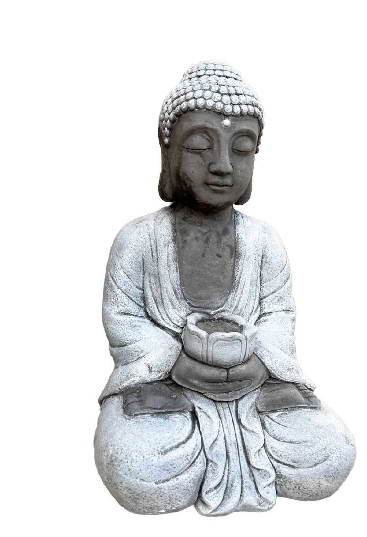 Stone and Style Gartenfigur Steinfigur Buddha Shiva XL frostfest massiv 48 cm Höhe, ca. 27,8 kg