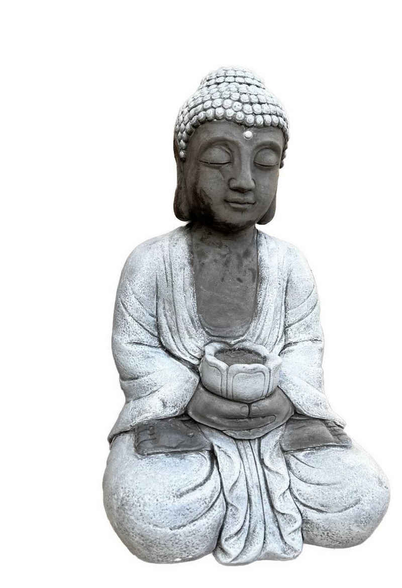 Stone and Style Gartenfigur Steinfigur Buddha Shiva XL frostfest massiv 48 cm Höhe, ca. 27,8 kg