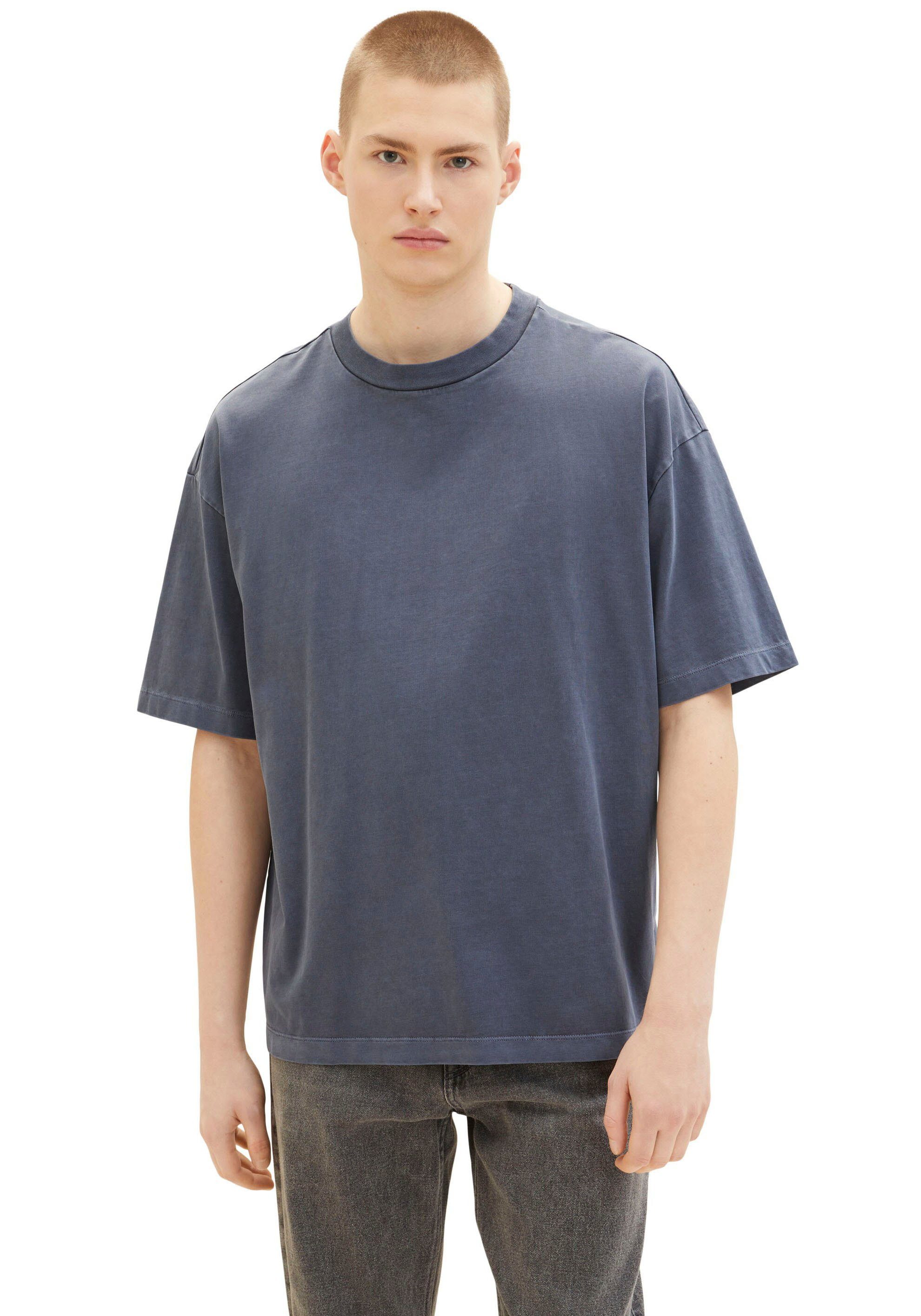 TOM TAILOR Denim Oversize-Shirt mit Rundhalsausschnitt dunkelblau