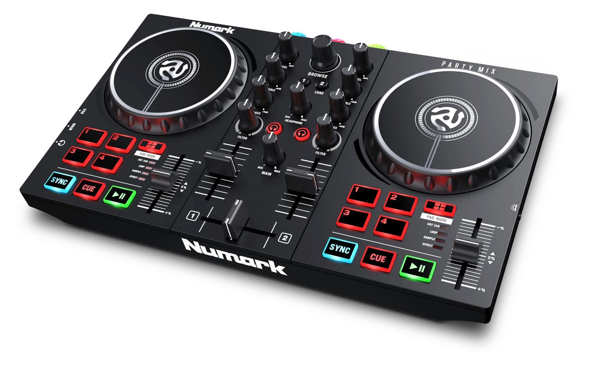 DJ Controller Party Mix II - Große Filter-Effektregler auf jedem Deck