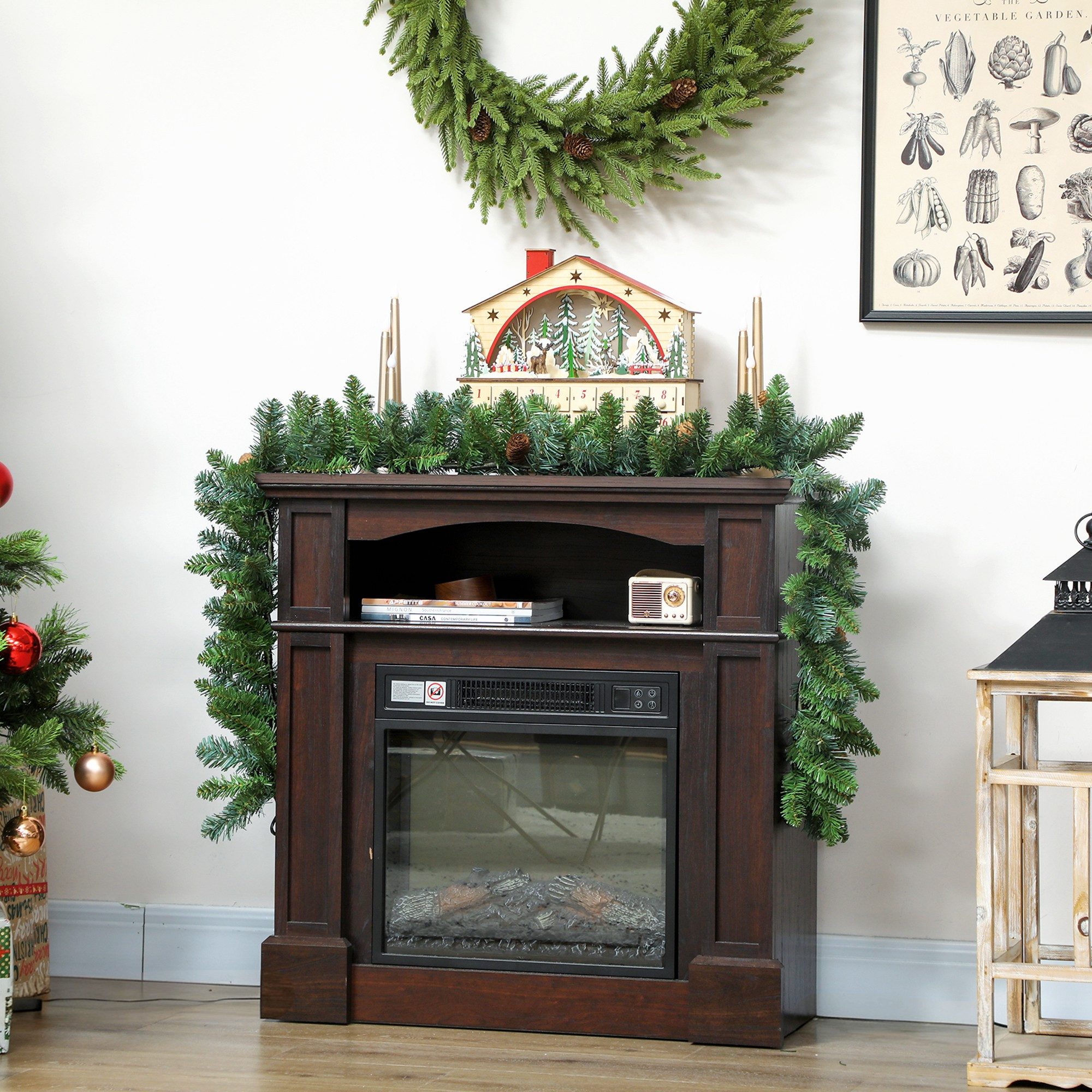 Kunstgirlande 162 Zweige Tanne, HOMCOM, Höhe 25 cm, mit 8 Tannenzapfen, Grü günstig online kaufen