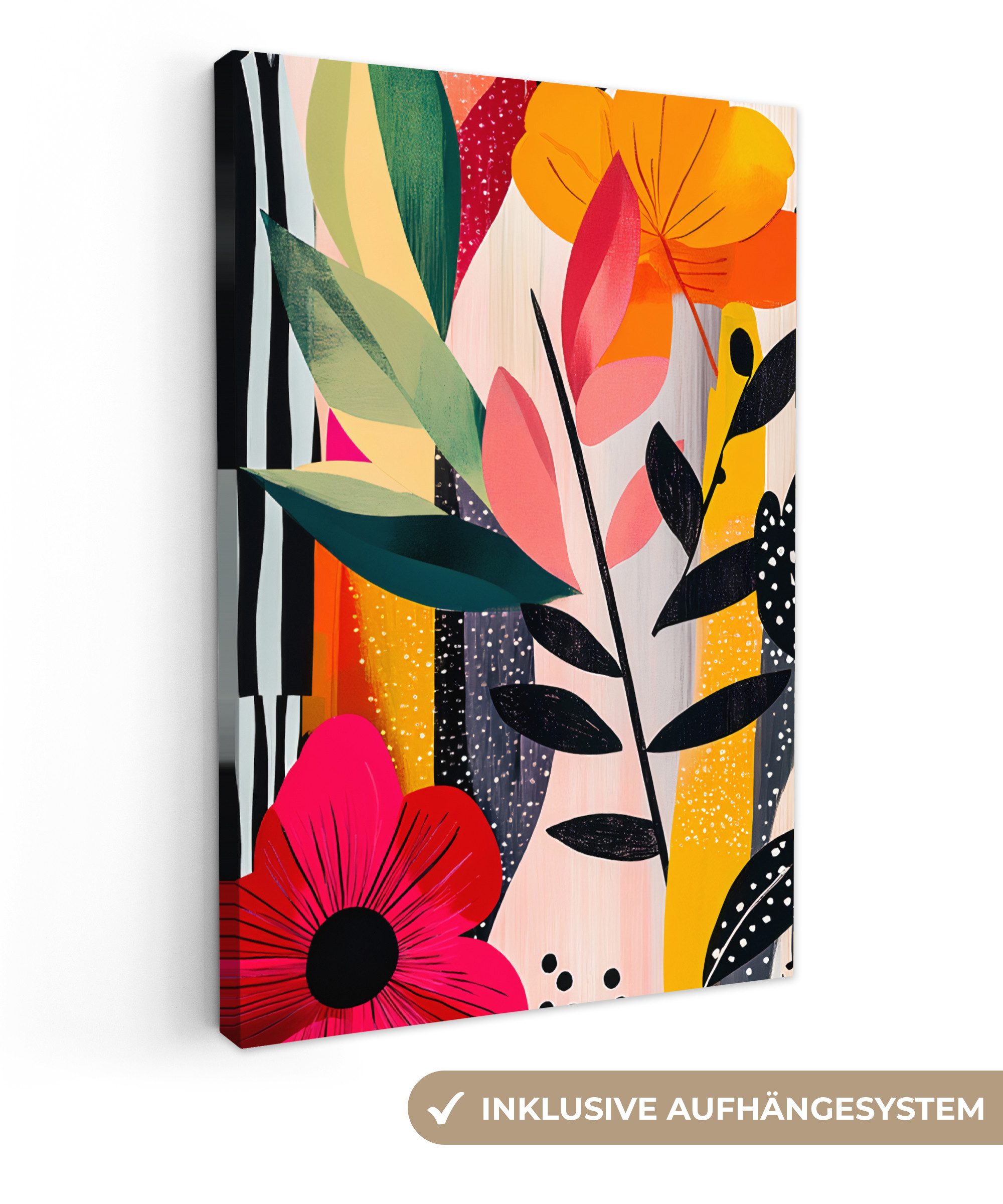 Leinwandbild Blumen - Blätter - Abstrakt - Farbenfroh