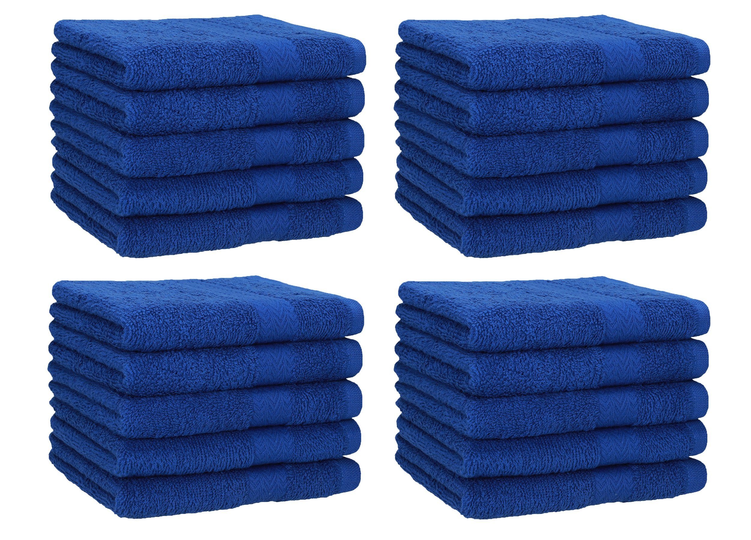 Betz Gästehandtücher 20 Stück Gästehandtücher Premium 100% Baumwolle Gästetuch-Set 30x50 cm Farbe royalblau, 100% Baumwolle