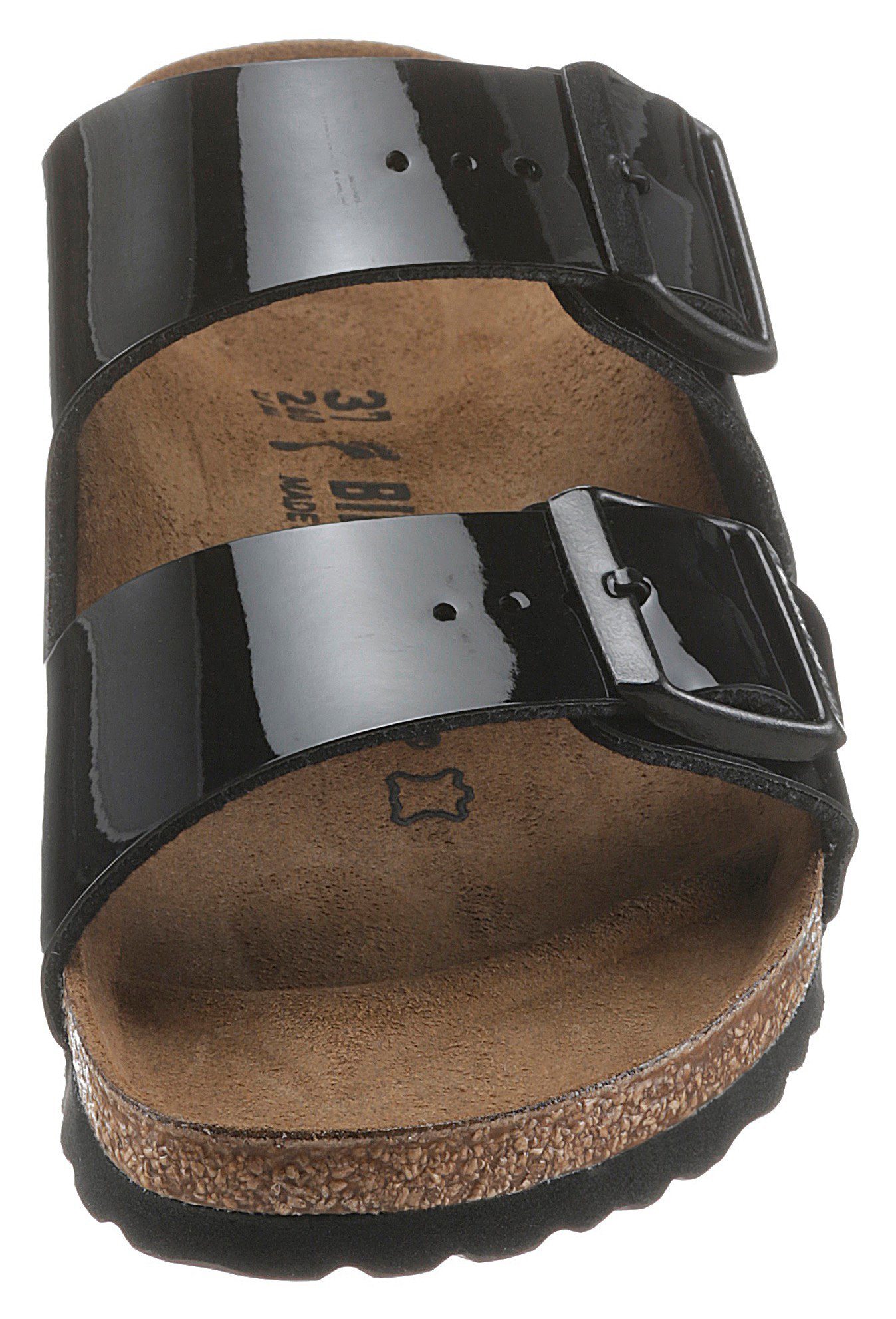 Birkenstock ARIZONA Patent Pantolette in glänzender Lack-Optik, Schuhweite: schmal