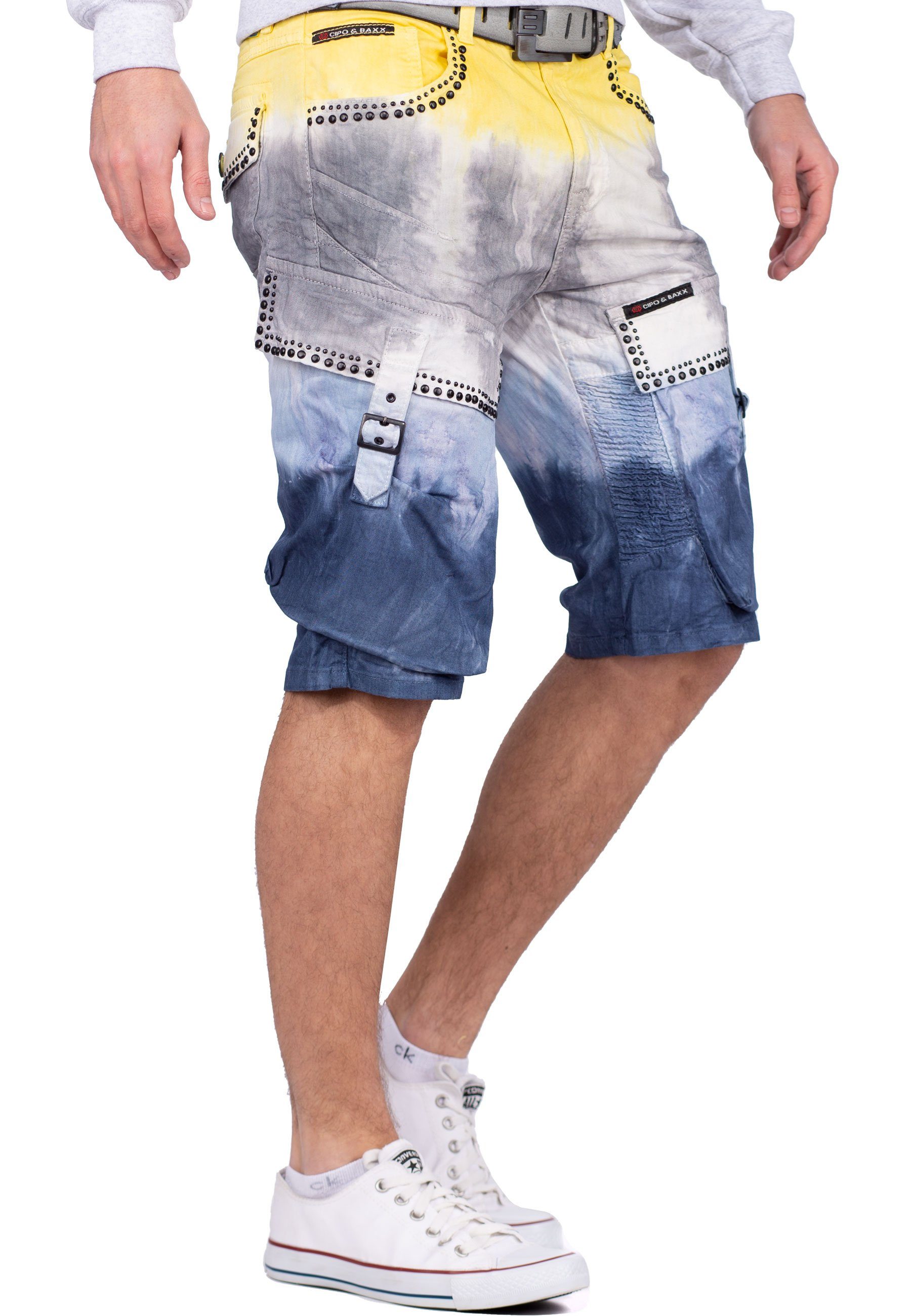 Style im BA-CK211 Nieten (1-tlg) Jeansshorts Hose Cargo & Kurze Cipo Baxx