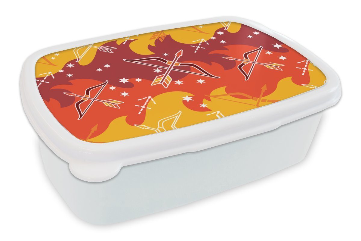 MuchoWow Lunchbox Schütze - Tierkreiszeichen - Design, Kunststoff, (2-tlg), Brotbox für Kinder und Erwachsene, Brotdose, für Jungs und Mädchen weiß
