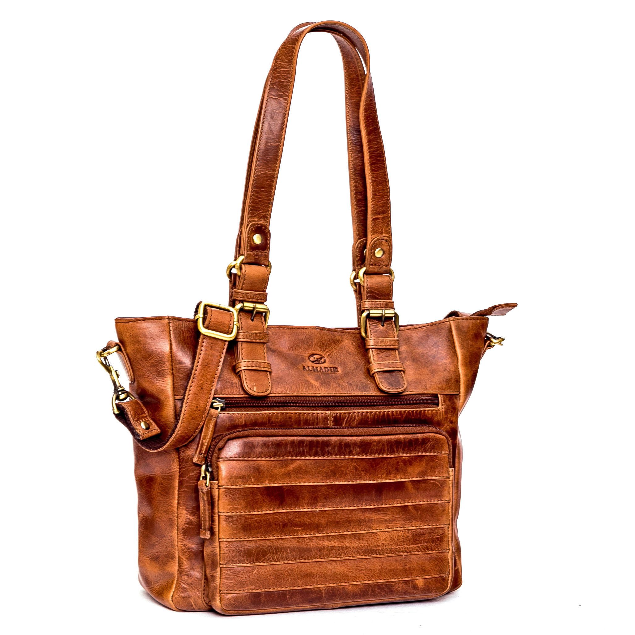 ALMADIH Schultertasche Leder Damen KYLA Ledertasche Handtasche Henkeltasche