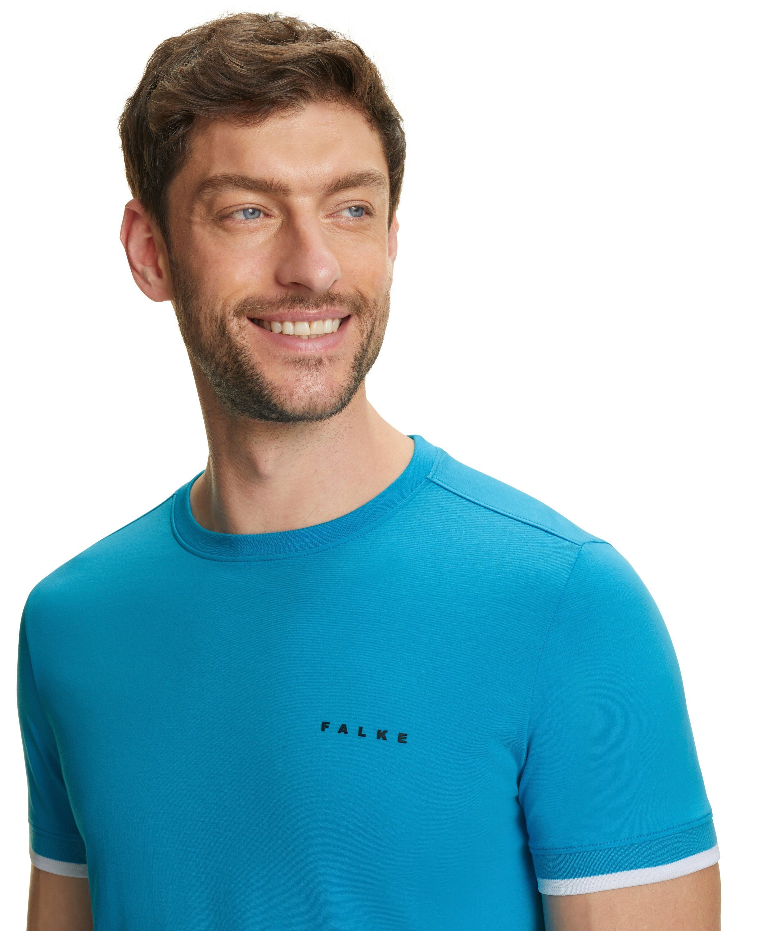 Pima-Baumwolle hochwertiger aus FALKE (6836) (1-tlg) T-Shirt ocean