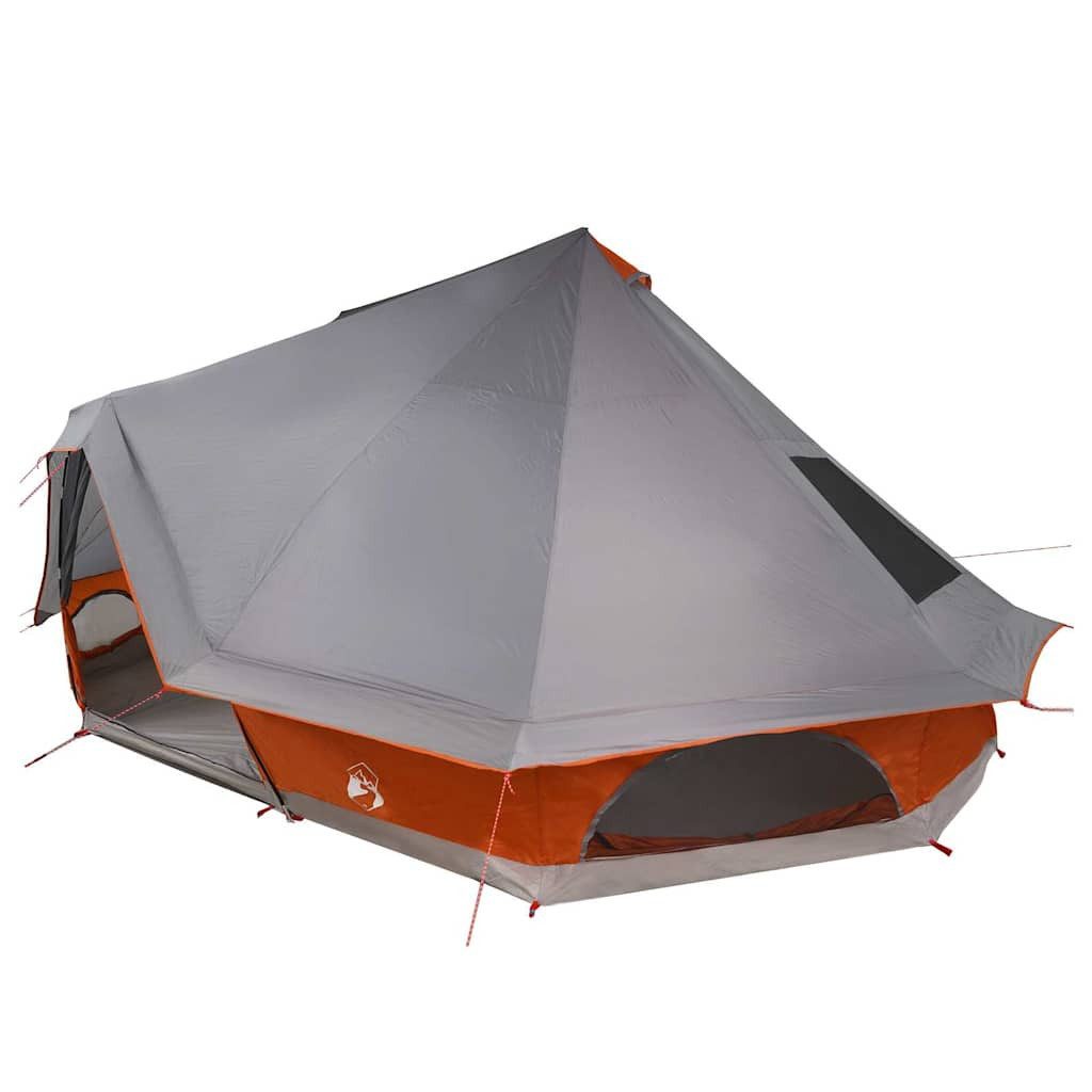 vidaXL Tipi-Zelt Tipi Zelt mit Dach Grau und Orange 680 x 430 x 270 cm Taft, Personen: 10 (1 tlg)
