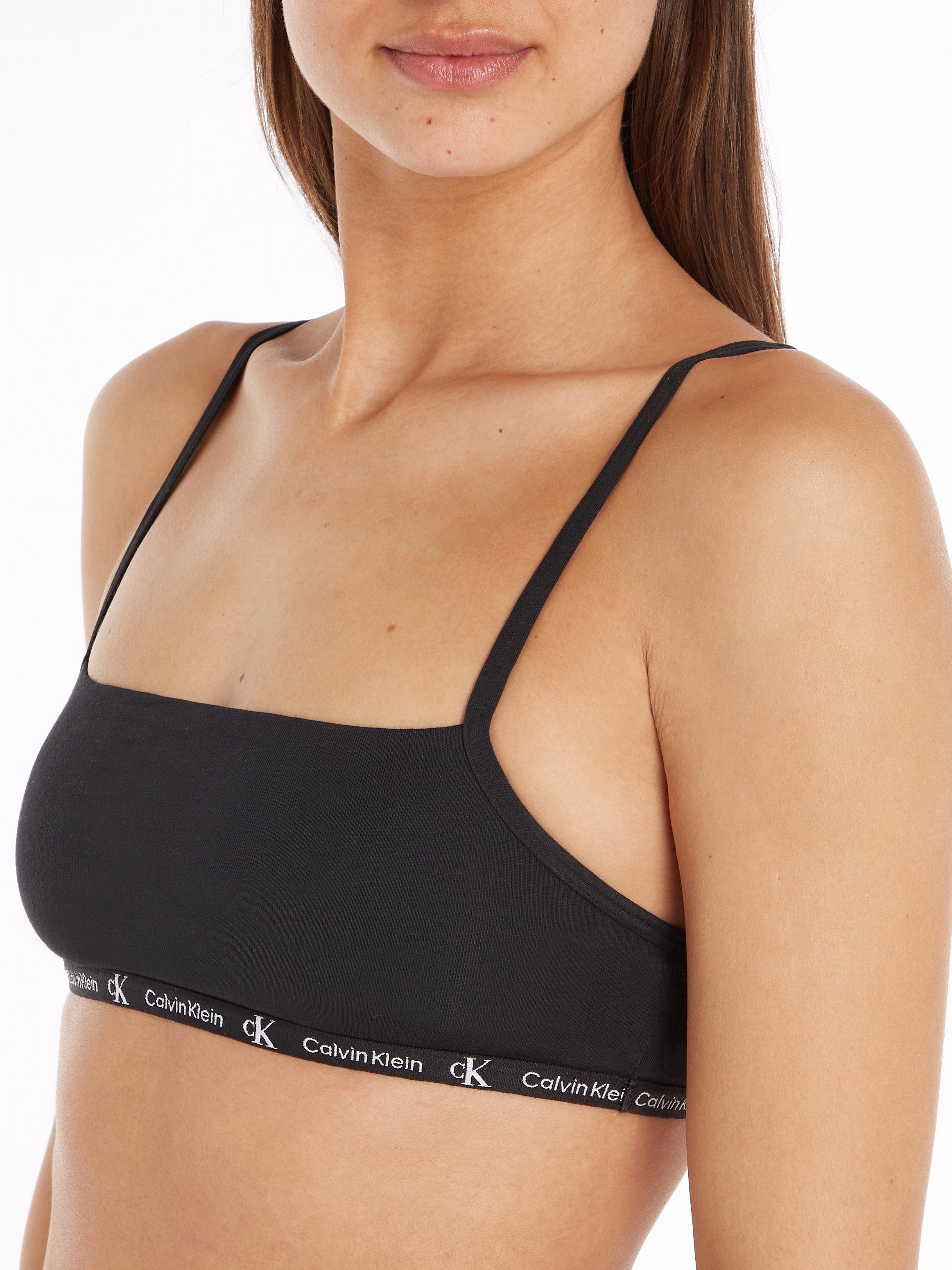 Calvin Klein Underwear 2-tlg., 2er-Pack) BLACK/GREY-HEATHER CK-Logobündchen (Packung, BRALETTE UNLINED mit 2PK klassischem Bralette-BH