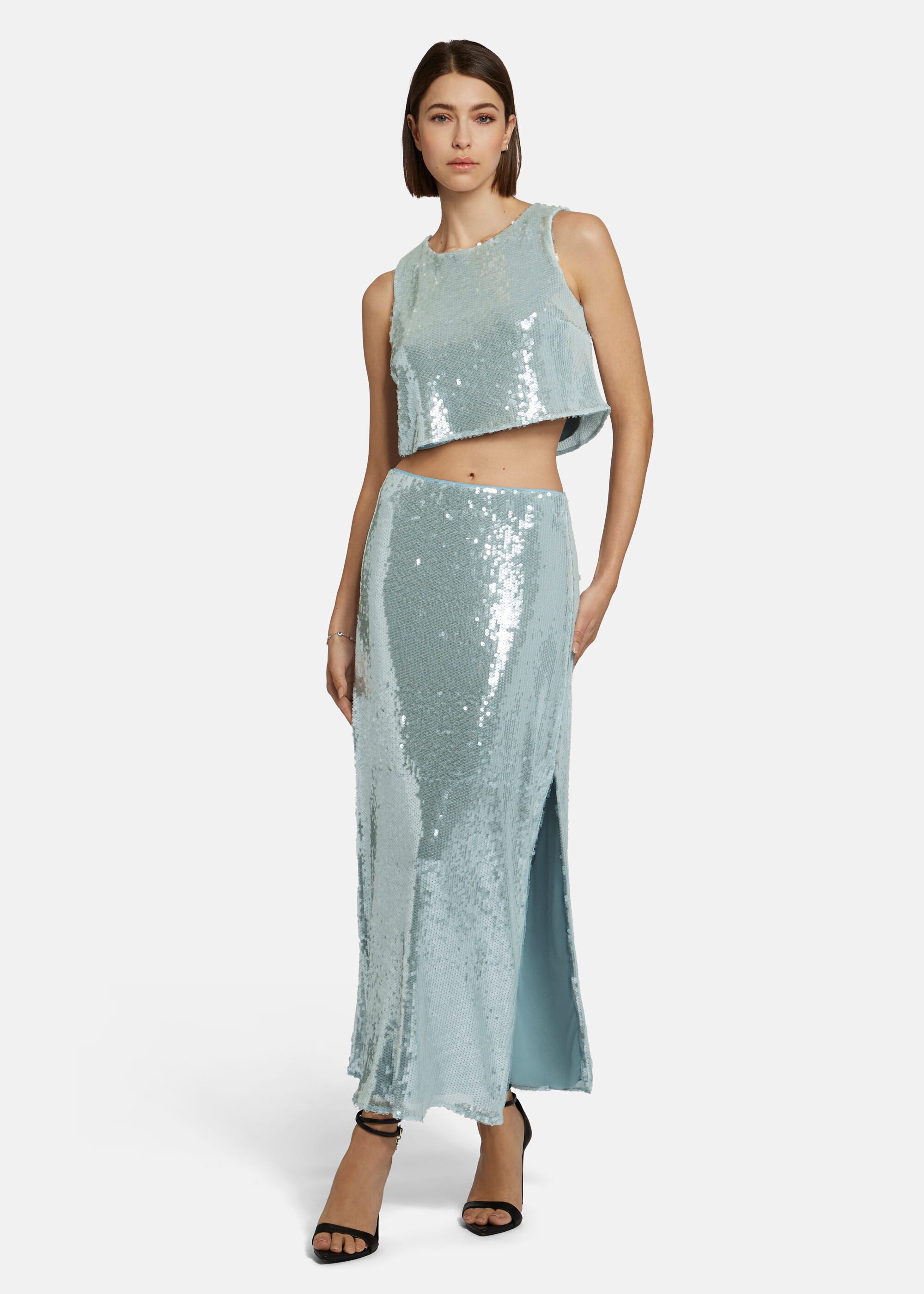 Nicowa A-Linien-Rock SILOWA mit Schlitz aus Paillettenstoff günstig online kaufen