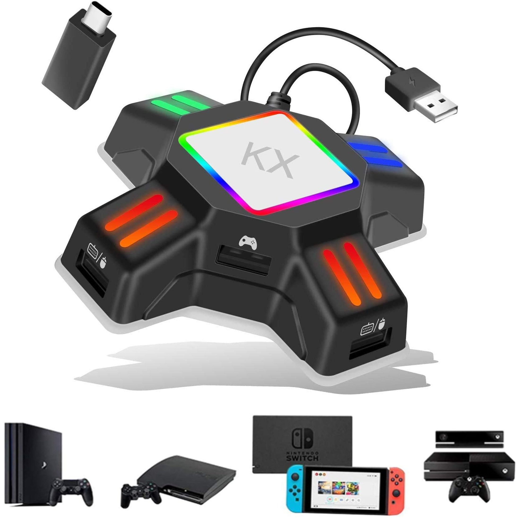 Tadow Gaming-Zubehör-Umbaubox,Gamepad-Adapter,Tastatur- und Maus-Expander Gamepad