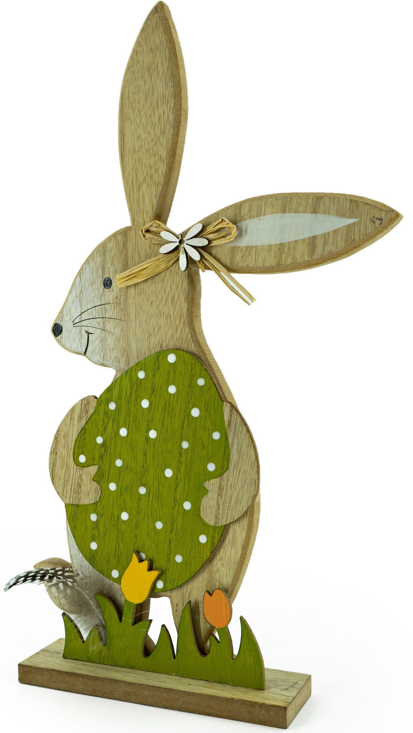 Hasenfigur mit Osterei aus Holz