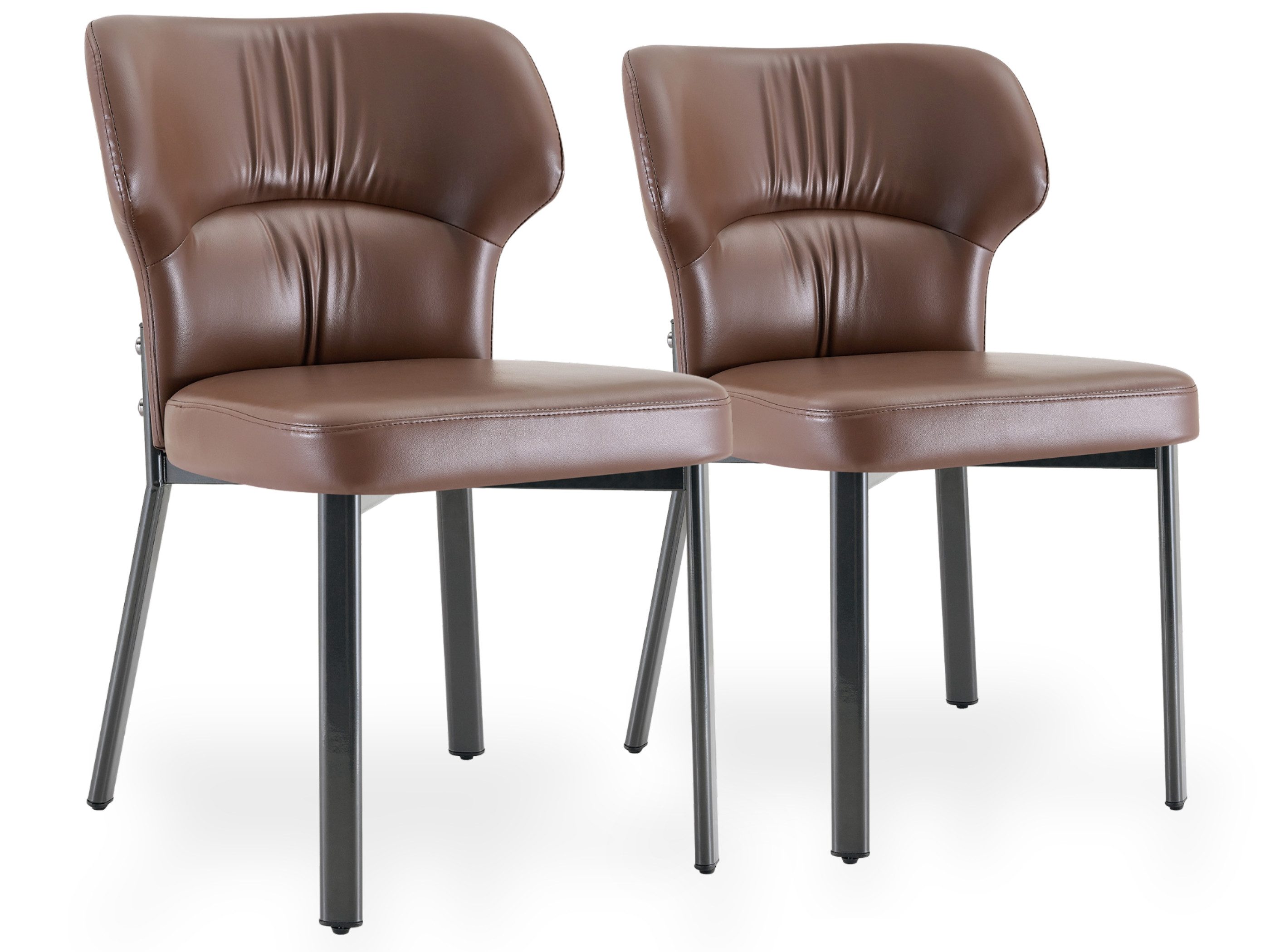 SeedWave Esszimmerstuhl 2er-Set Polsterstühle mit PU-Leder und Rückenpolster (2er Set), Küchenstühle mit Metallgestell und Schutzfüßen
