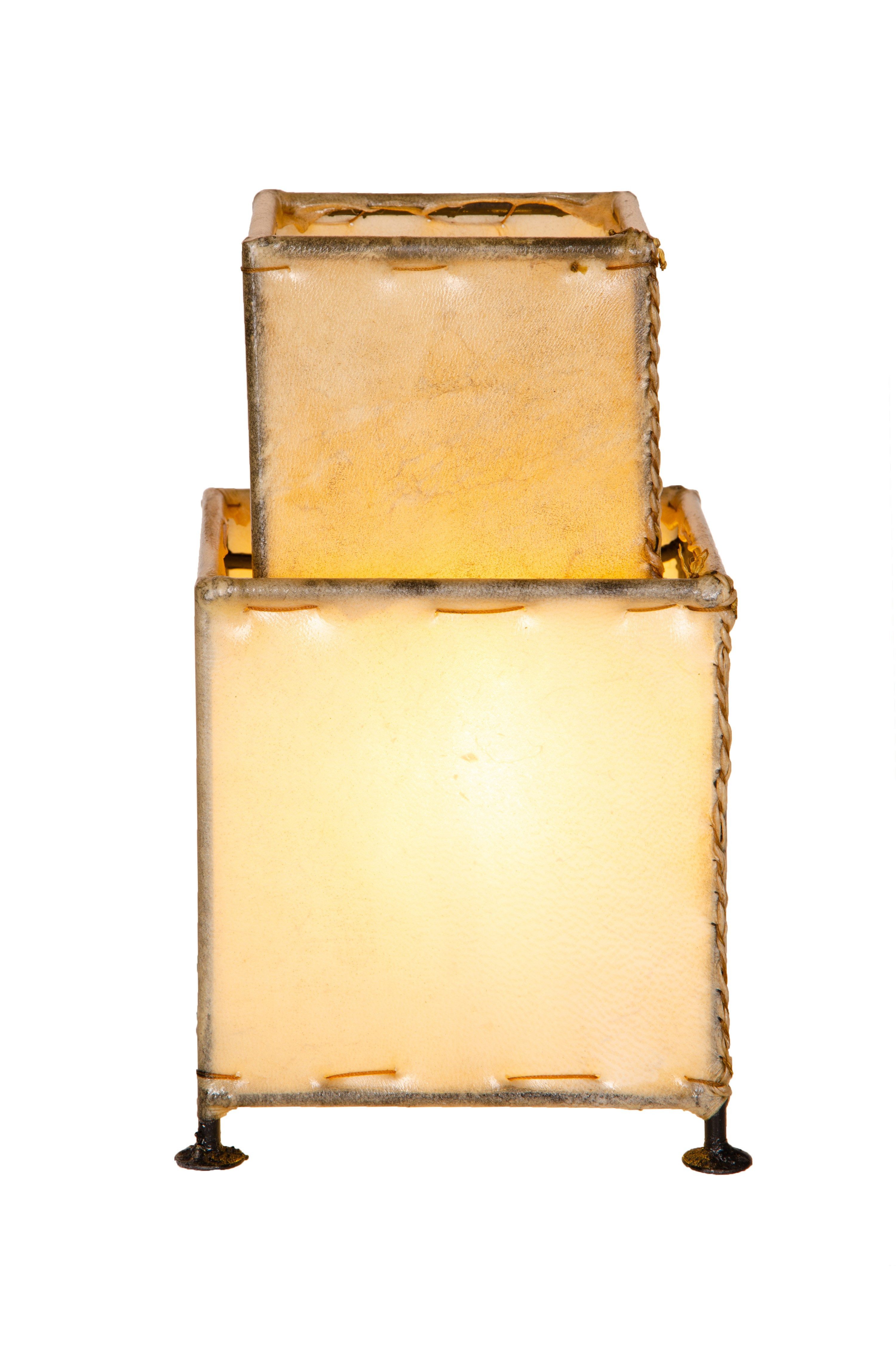 Marrakesch Orient & Mediterran Interior Nachttischlampe Orientalische Tischlampe Afson handgefertigt aus Leder in Natur 25 cm, Handarbeit
