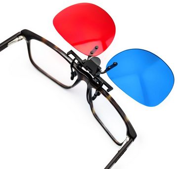 PRECORN 3D-Brille 2x 3D Brille Clip-On rot/blau (3D-Anaglyphenbrille) für Brillenträger