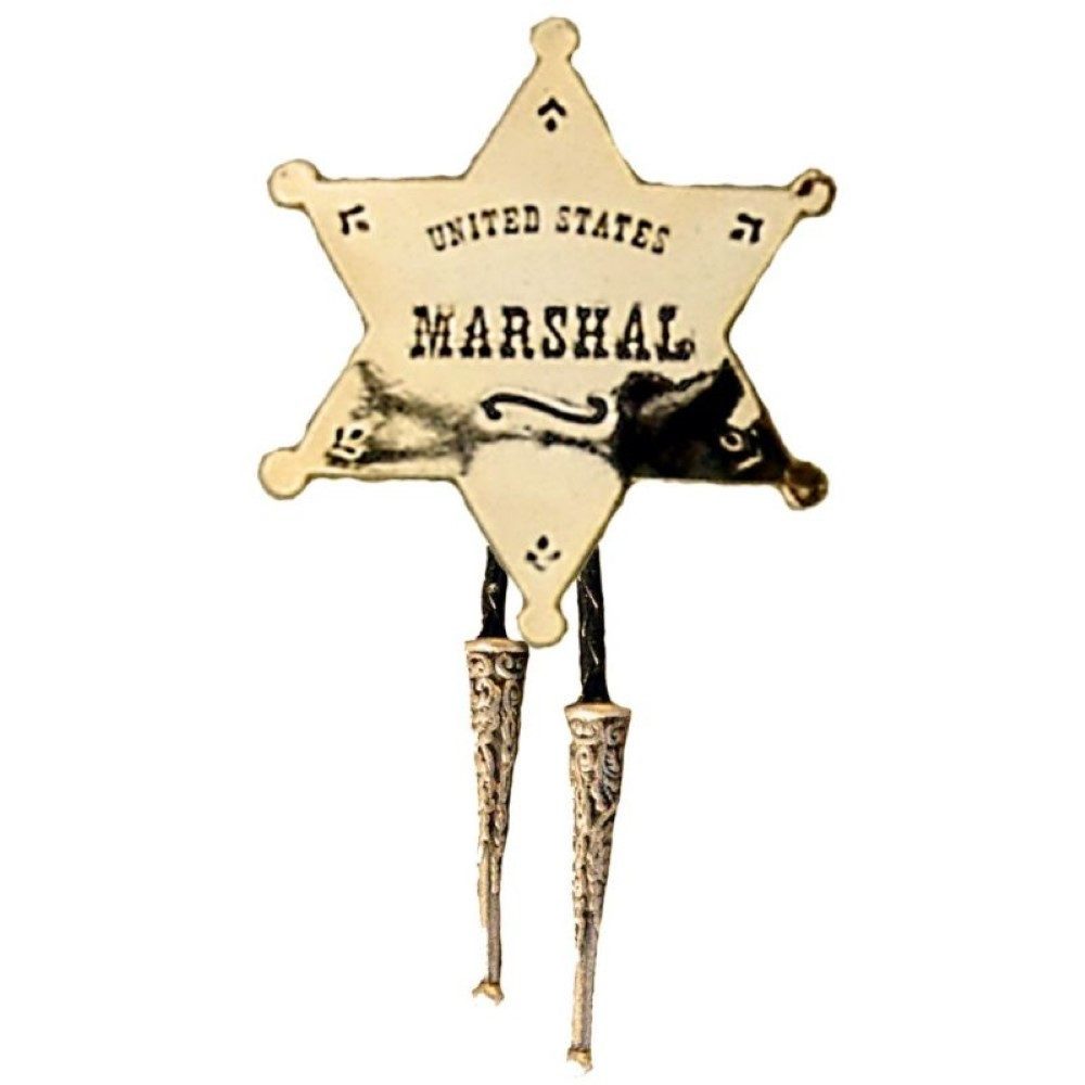 Running Bear Krawatte Westernkrawatte Cowboykrawatte Bolo Tie - US Marshal Stern