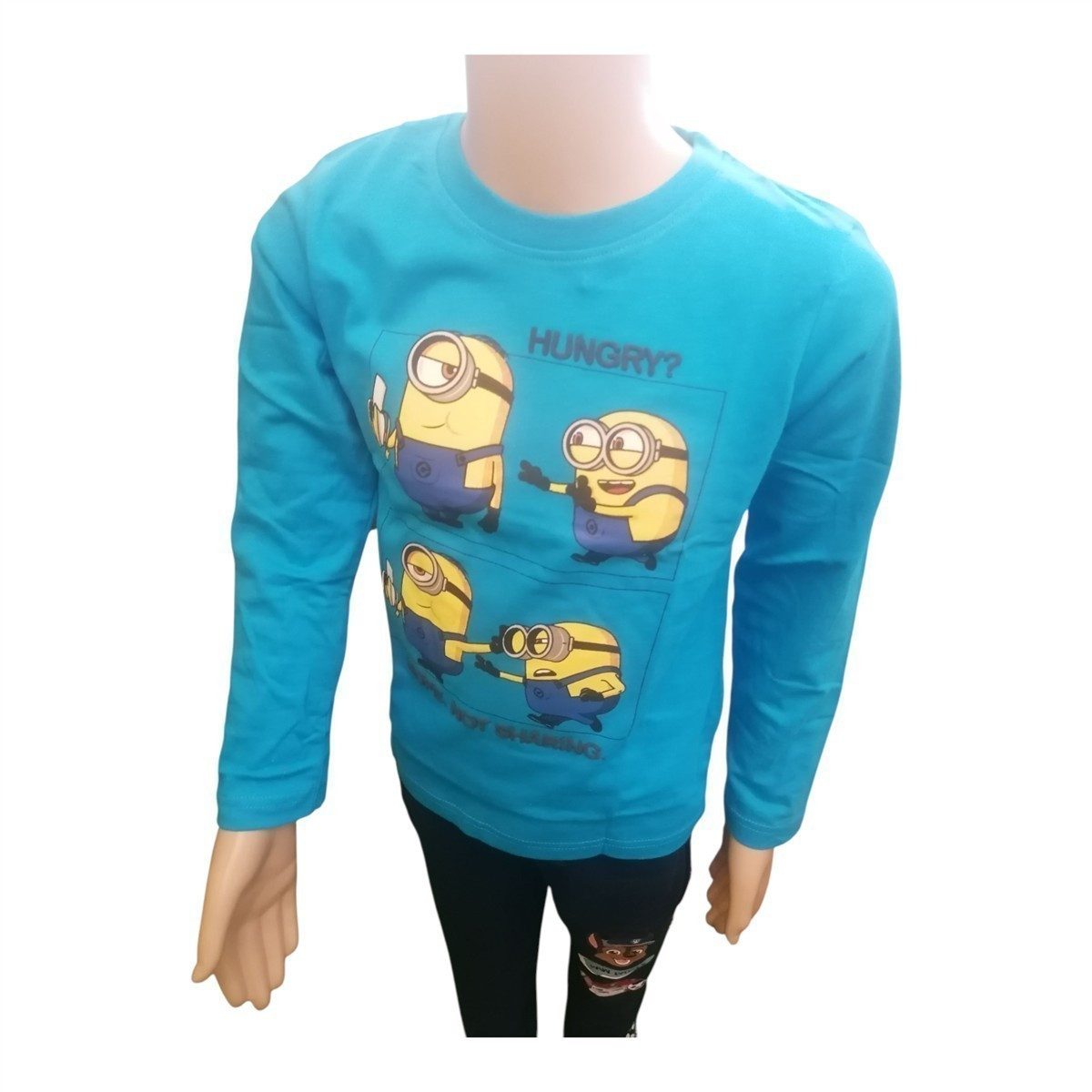 Minions T-Shirt Minions Jungen Langarm-Shirt, "Hungry?", Blau & Rot, Größen 104–134