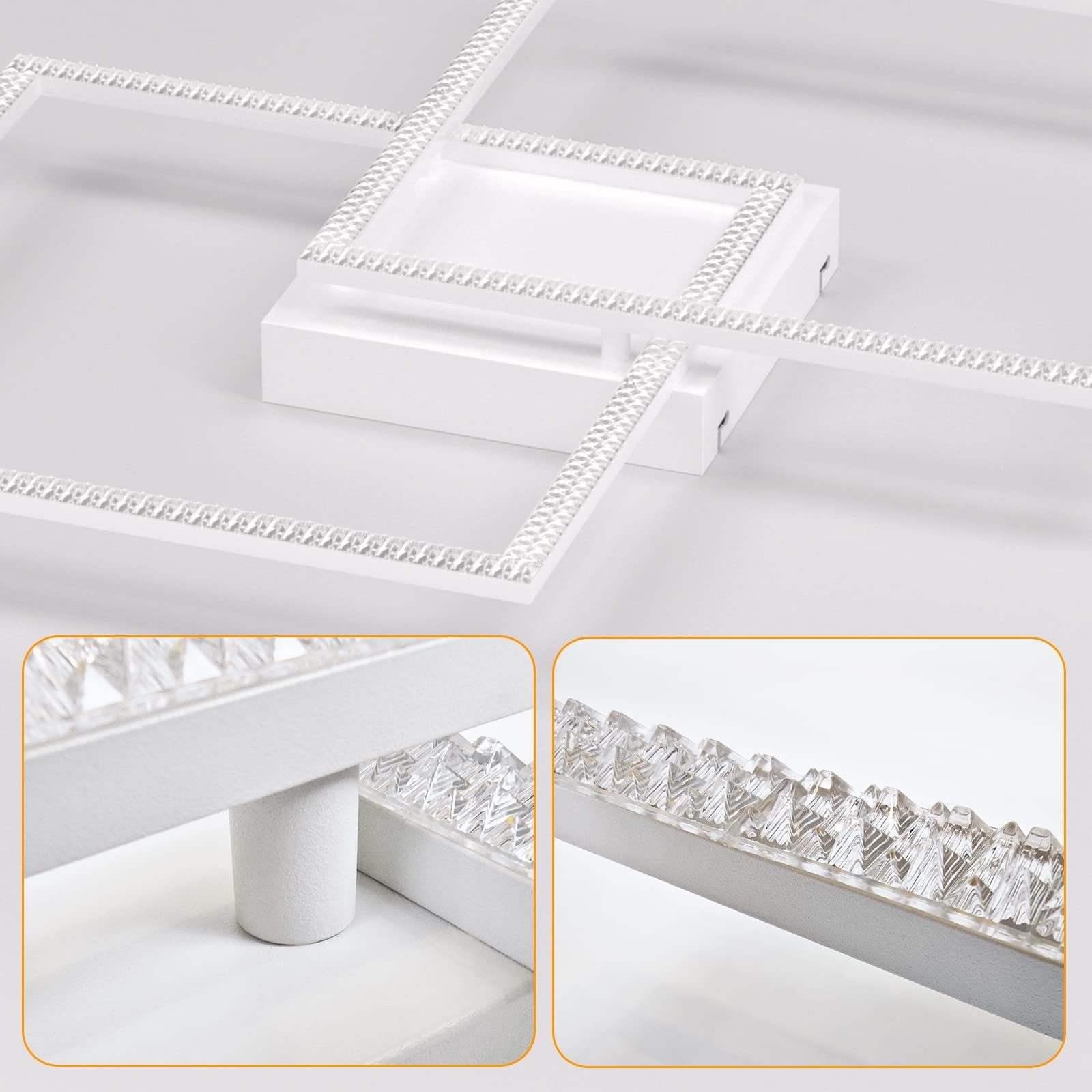Weiß Modern integriert, Deckenleuchte Fernbedienung 2 Design fest LED mit ZMH warmweiß-kaltweiß, Quadratisch LED Dimmbar 52W, Kristall