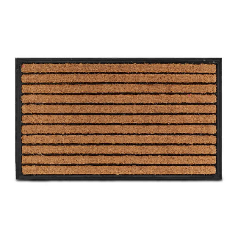 Fußmatte Fußmatte "Streifen" Gummi & Kokos, relaxdays, Höhe: 20 mm