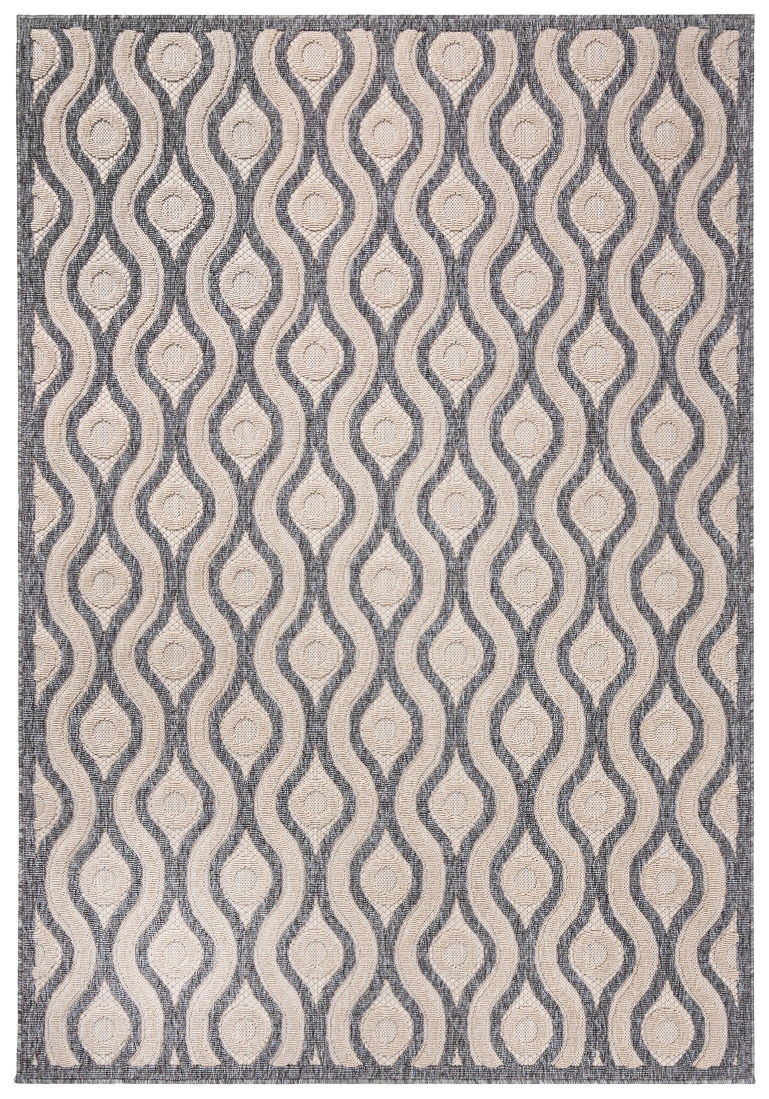 Mazovia Outdoorteppich In- & Outdoor Teppich Wetterfest & UV-beständig Balkon - Beige Grau, 140 x 200 cm, Höhe 6 mm, Kurzflor, Weich, Pflegeleicht, Flachgewebe