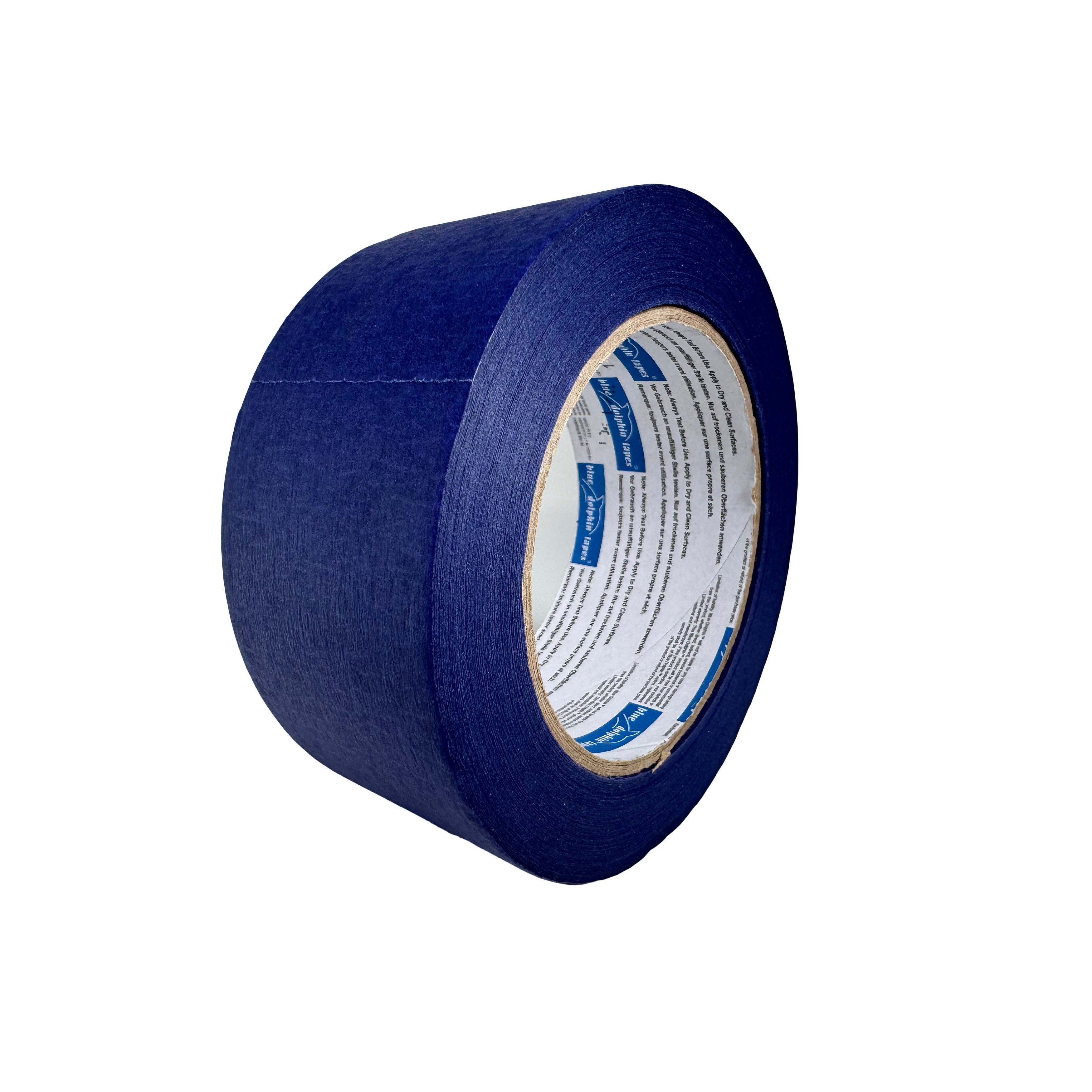 BlueDolphin Kreppband Malerband Abklebeband Kreppband Klebeband 48 mm (Single-pack, 1-St., 1 Malerband) Rückstandsfrei entfernbar, UV-beständig, Verhindert Unterlaufen
