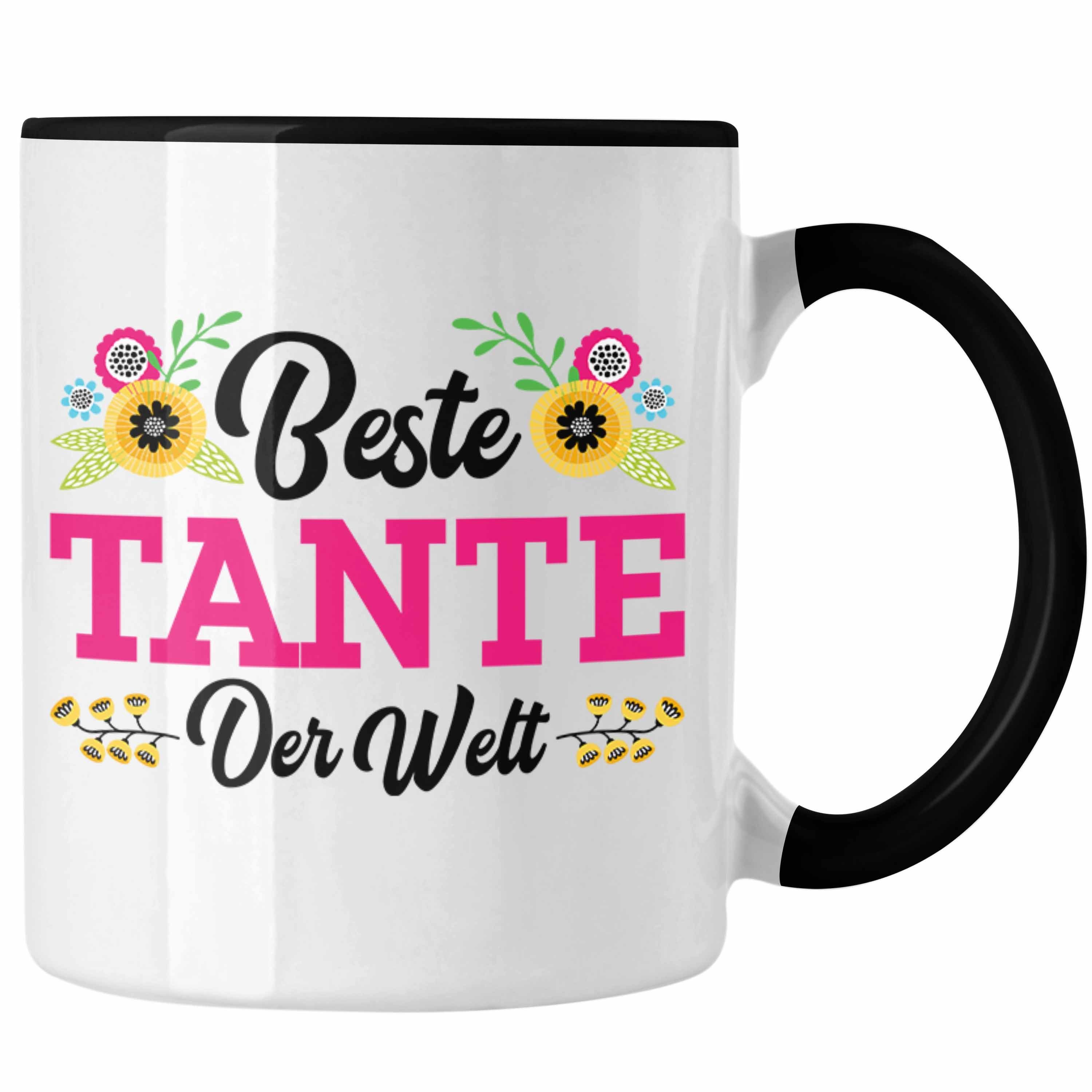 Trendation Tasse Trendation - Beste Tante der Welt Geschenk Tasse Spruch für Tante Weihnachten Lieblings Verrückte Tante Coole Geschenkidee Schwarz
