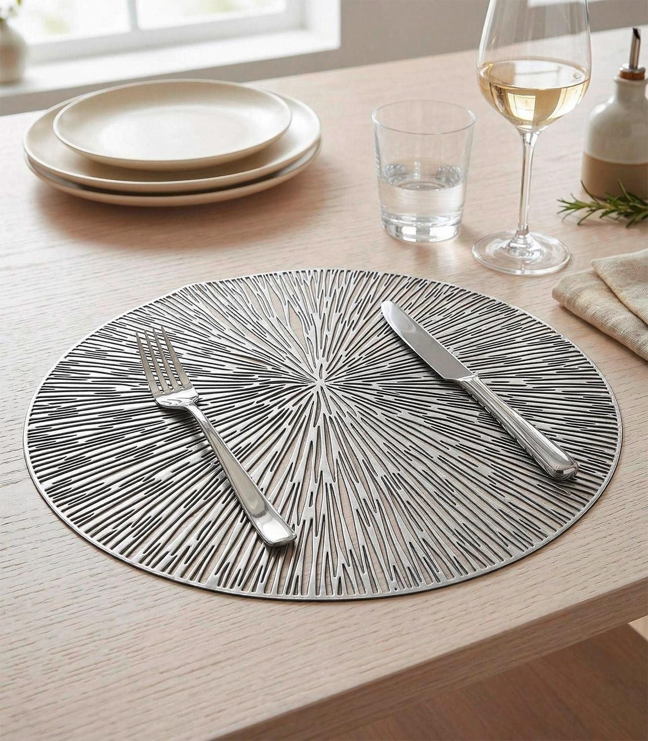 Tischdecke Tisch-Set CISY, Grau, Ø 38 cm