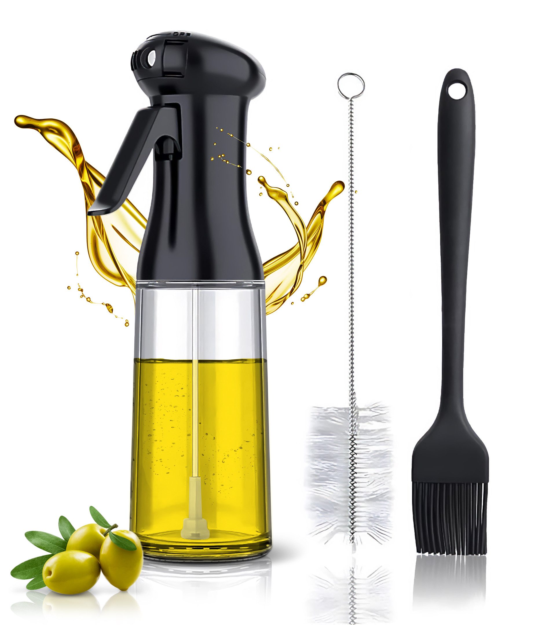 Ölspender Öl Sprüher Öl Essig Sprühflasche Menage-Set 200ml mit Bürste & Pinsel